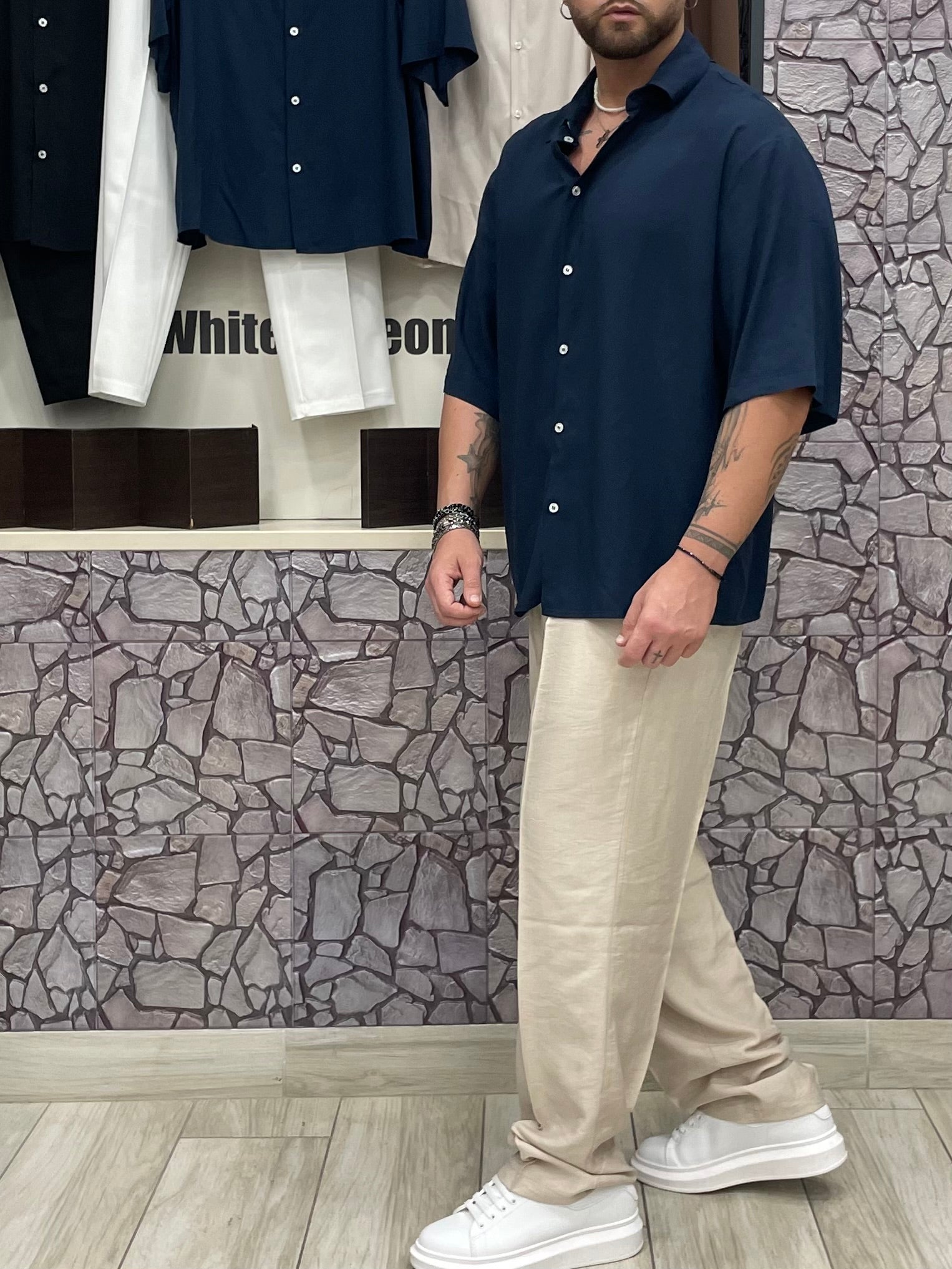 Camicia over manica 3/4 colore Blu