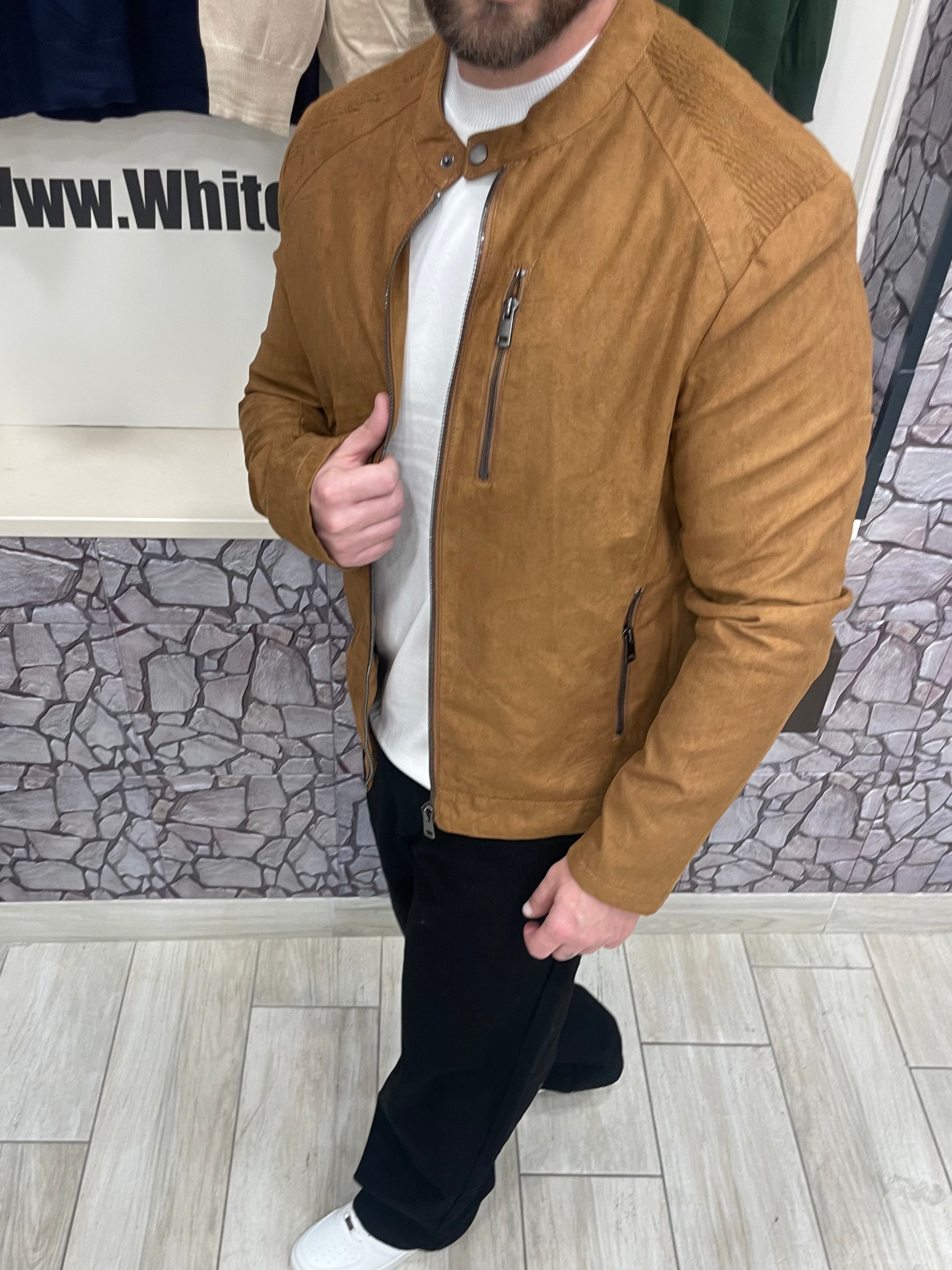 Giacca in camoscio colore Tabacco