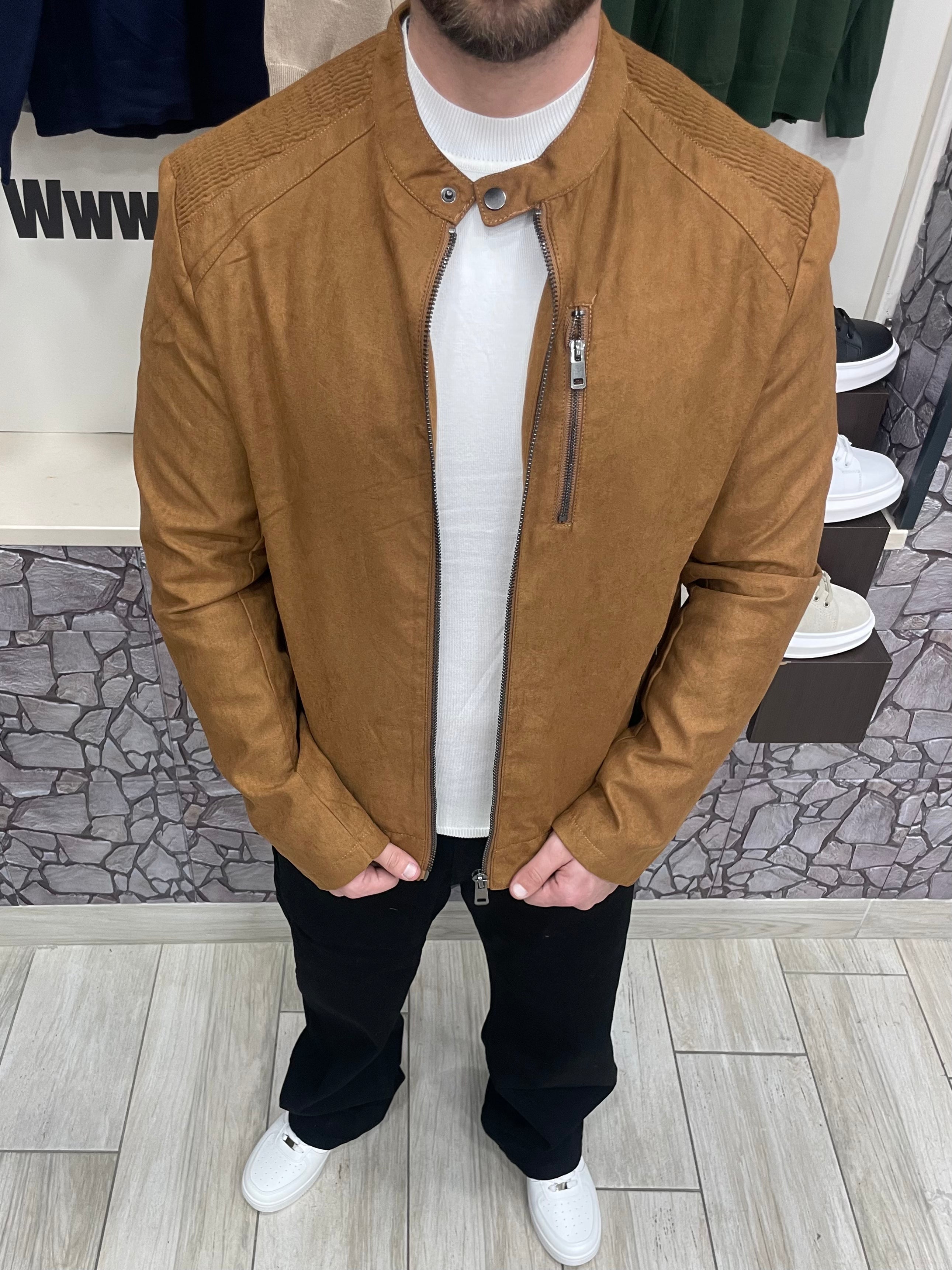 Giacca in camoscio colore Tabacco