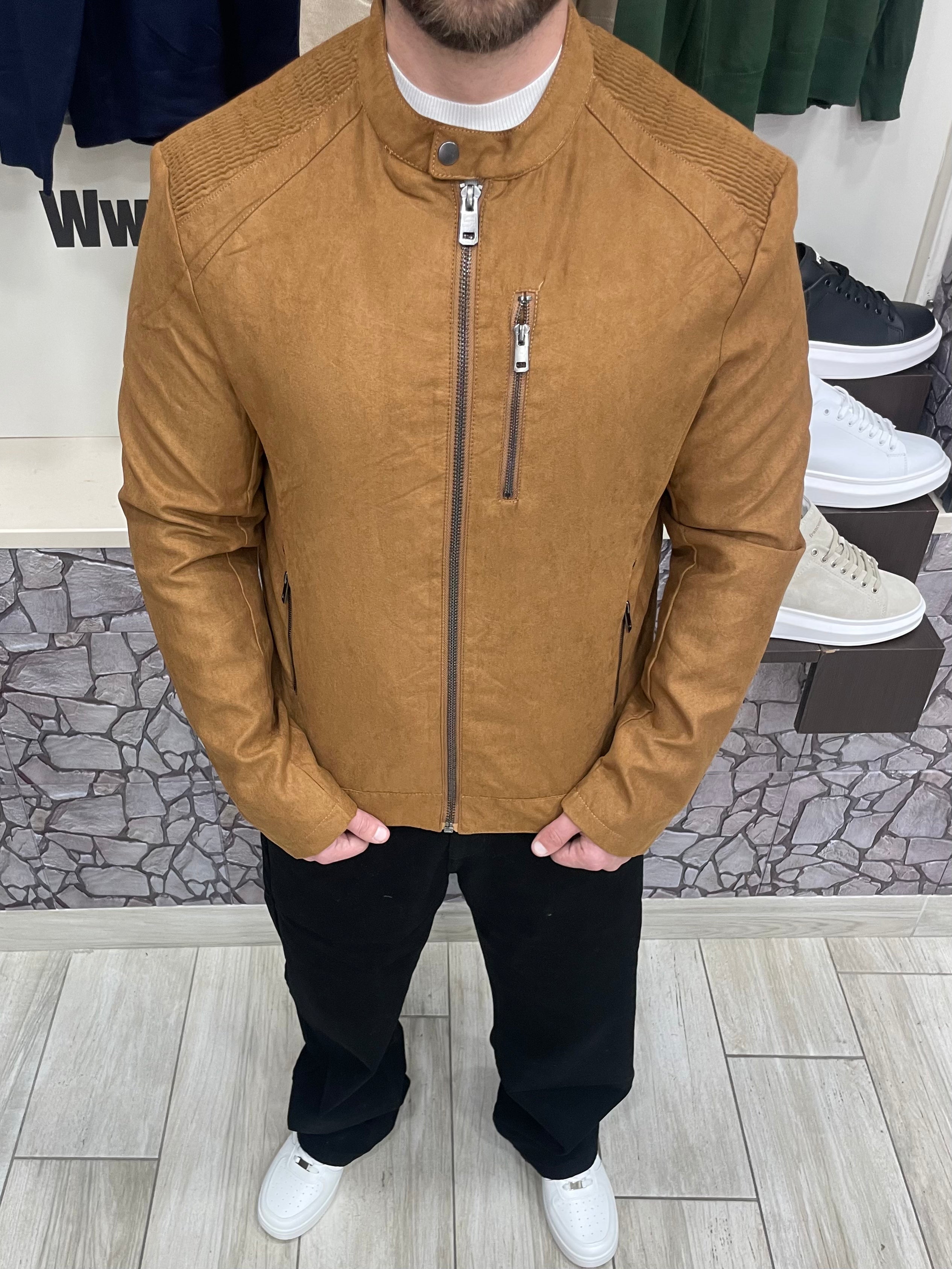 Giacca in camoscio colore Tabacco