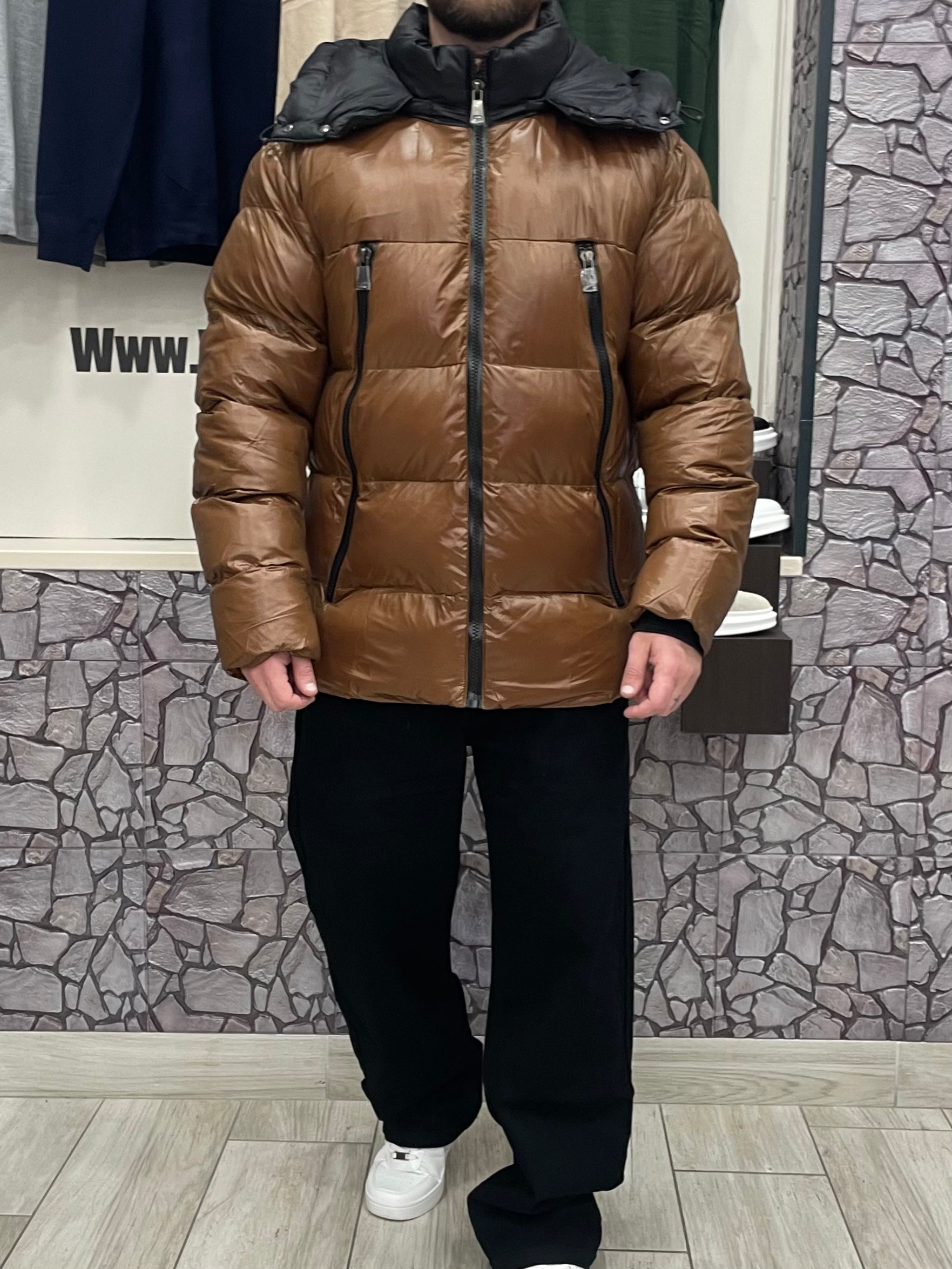 Giubbotto bomber con cappuccio removibile colore Bronzo