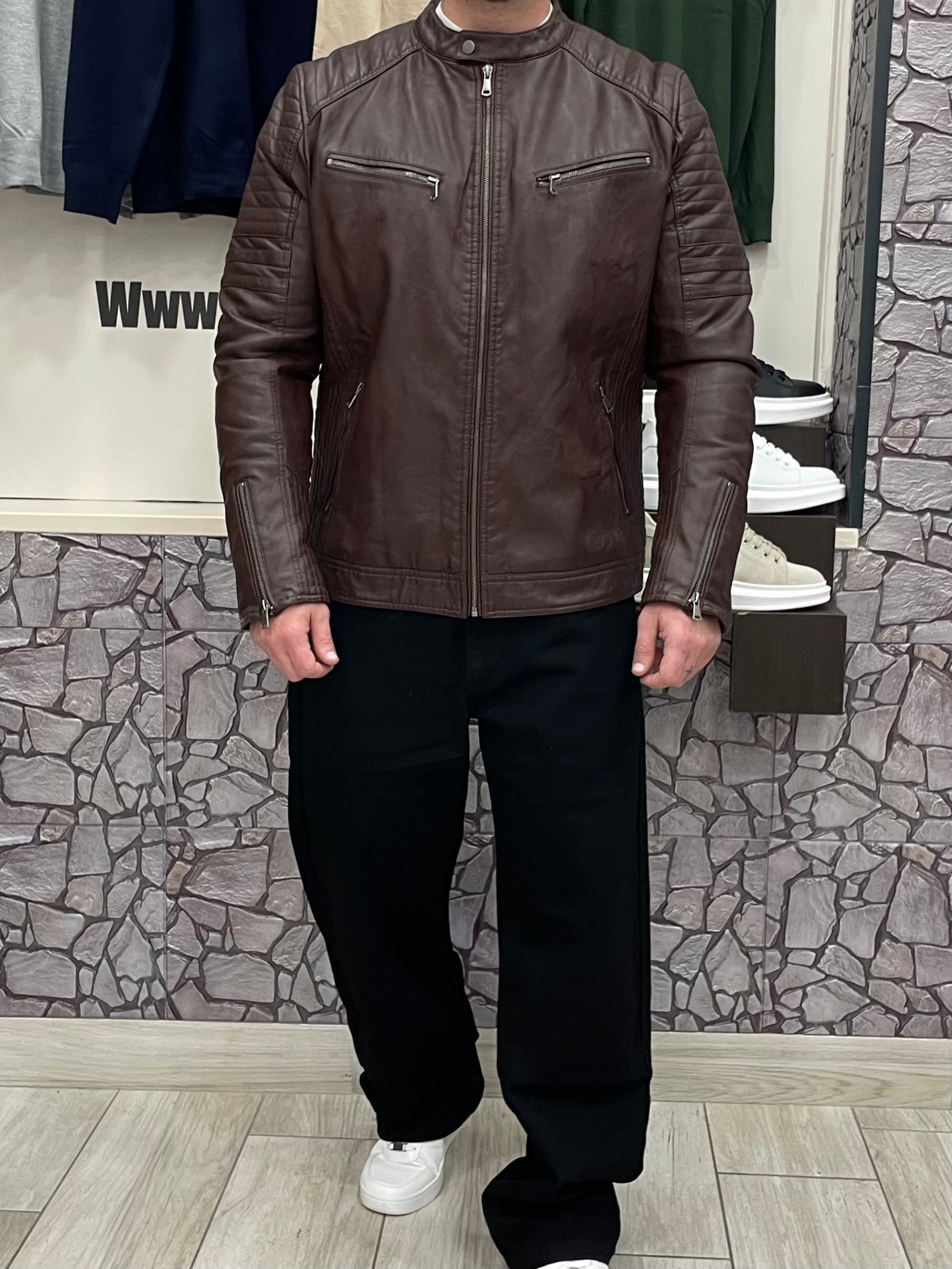 Giubbotto in ecopelle colore Vinaccio