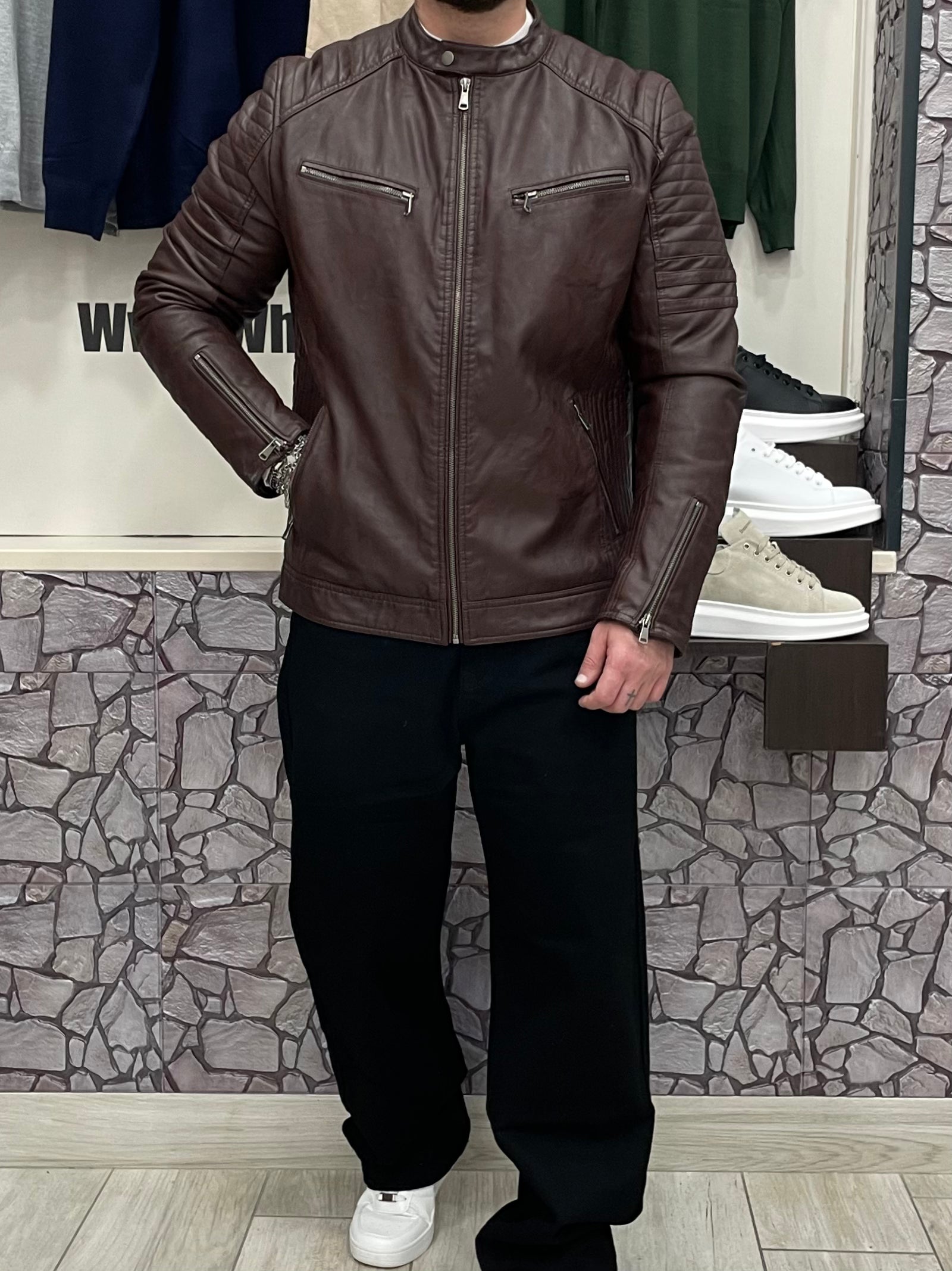 Giubbotto in ecopelle colore Vinaccio