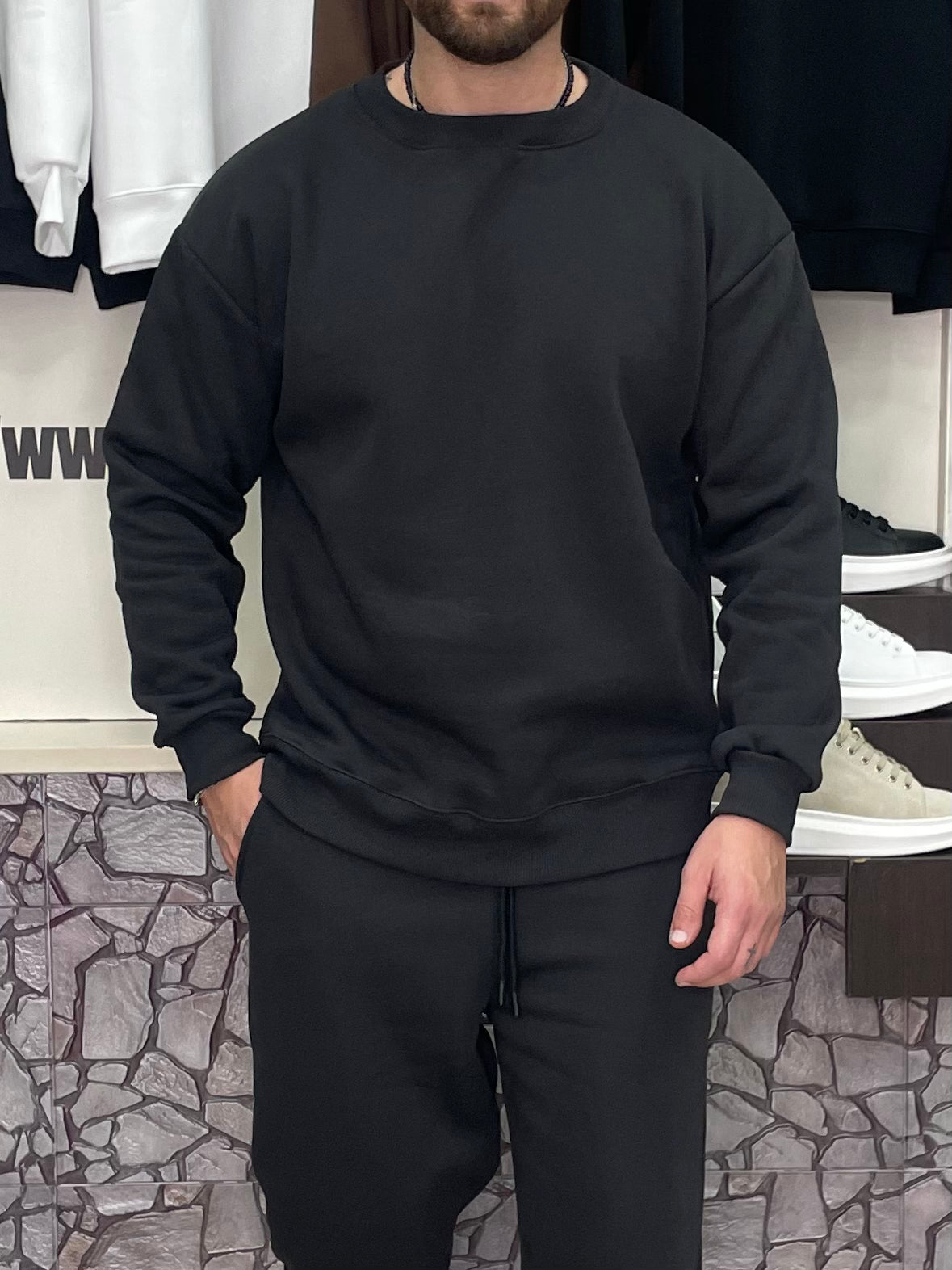 Felpa Basic girocollo