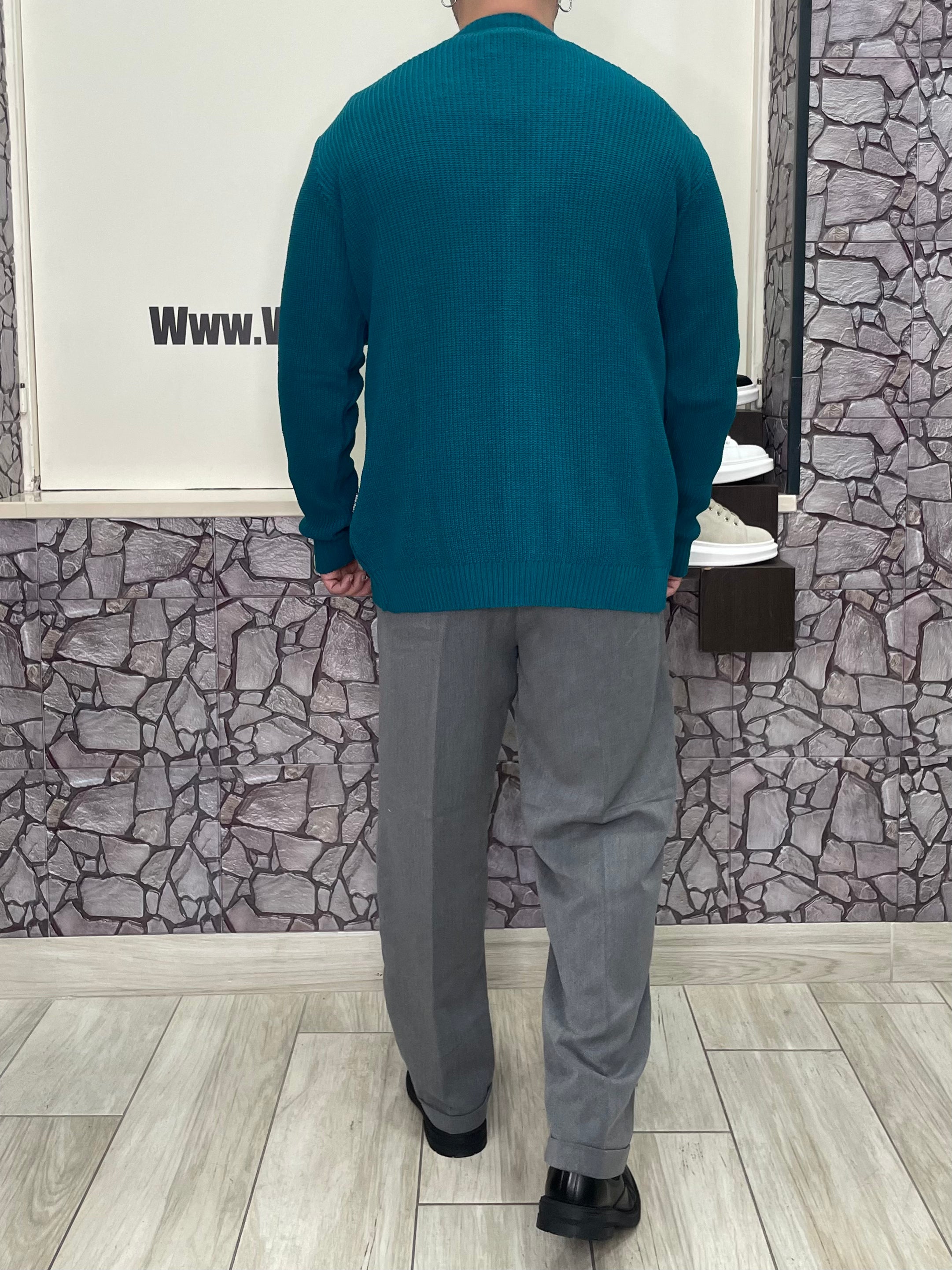 Cardigan scollo a V colore Petrolio