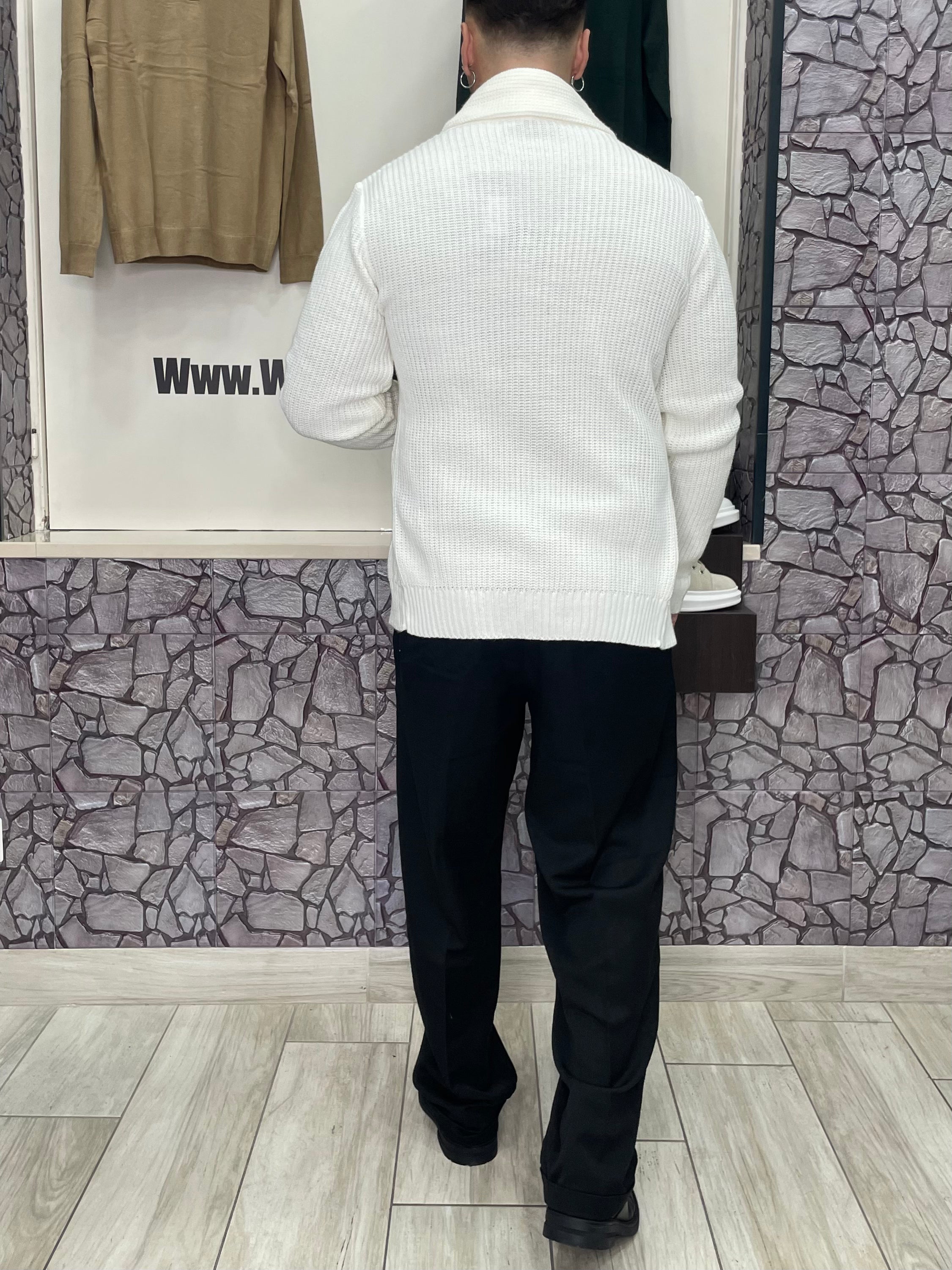 Cardigan con collo colore Panna