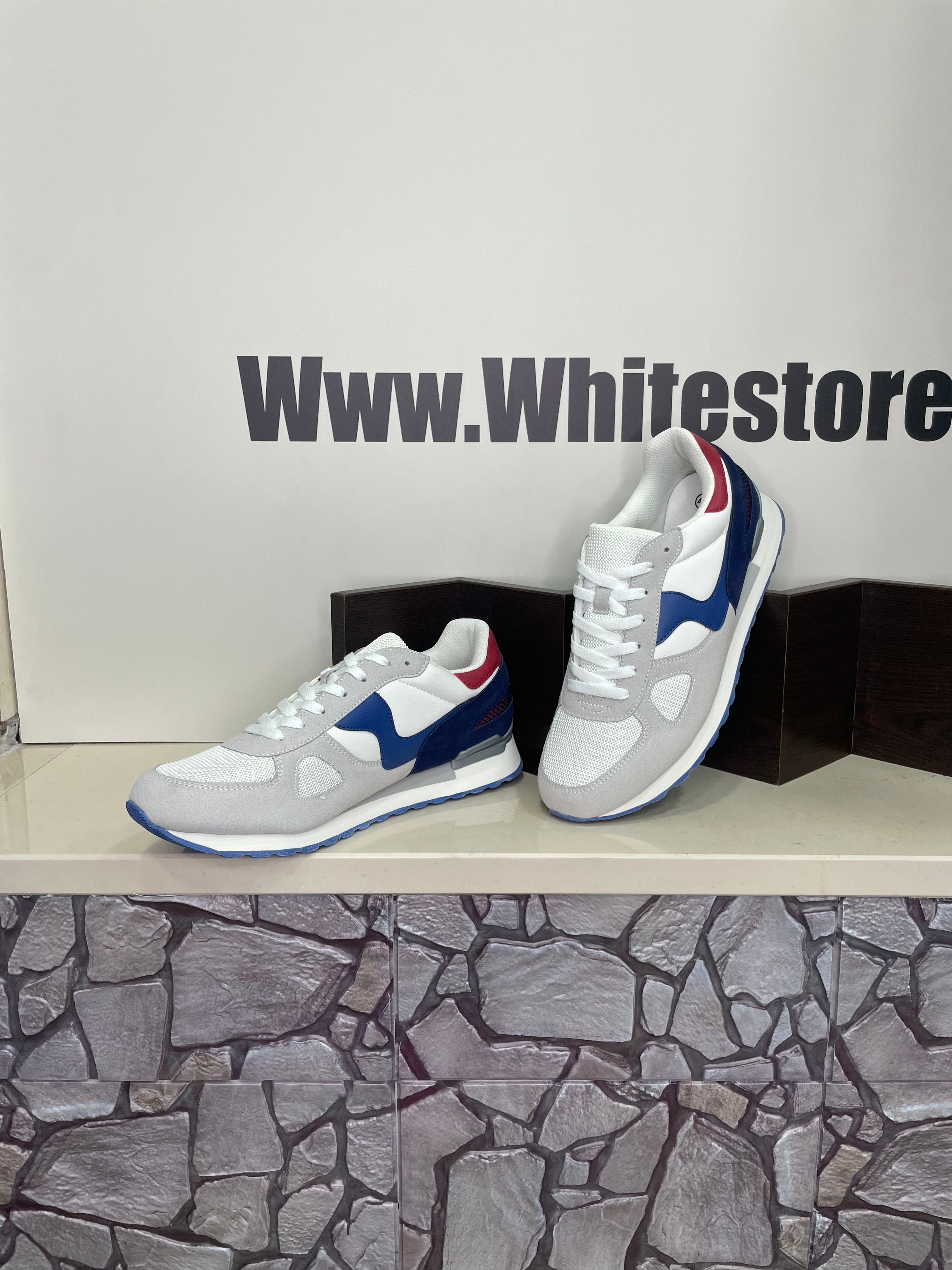 Scarpe Derby colore Bianco/Blu