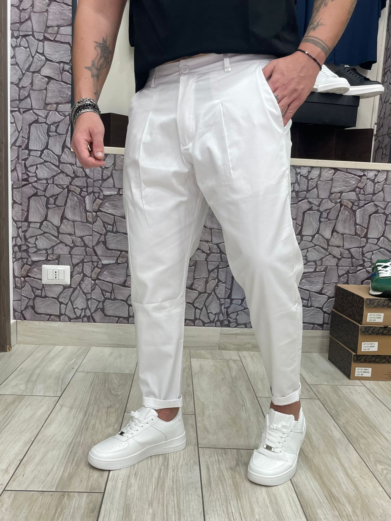 Pantalone thebrothers Um359 colore Bianco