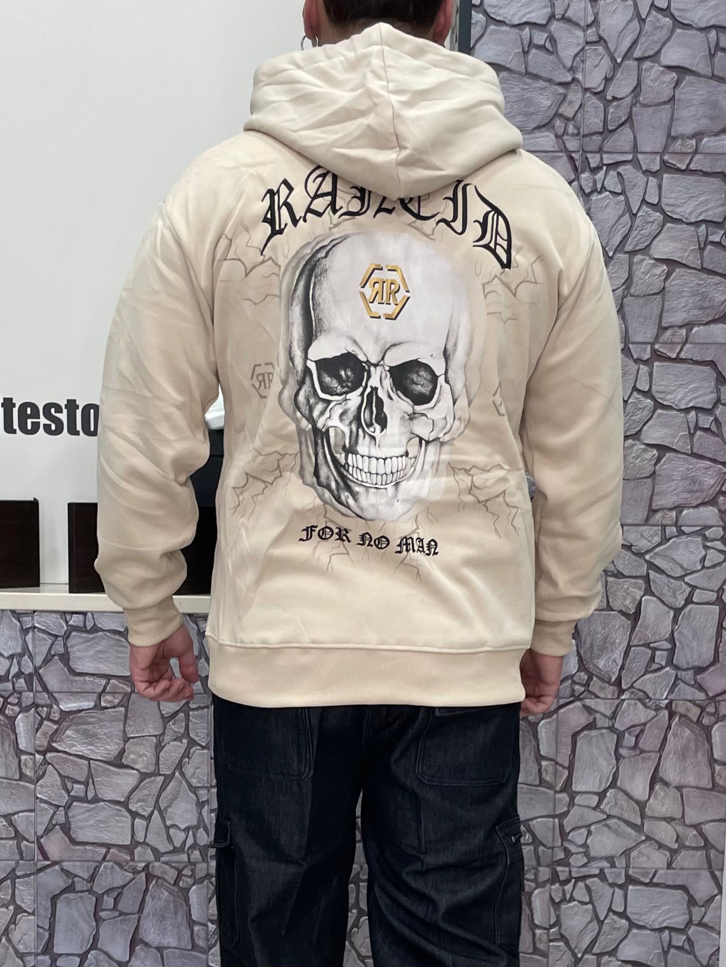 Felpa Skull con cappuccio colore Beige