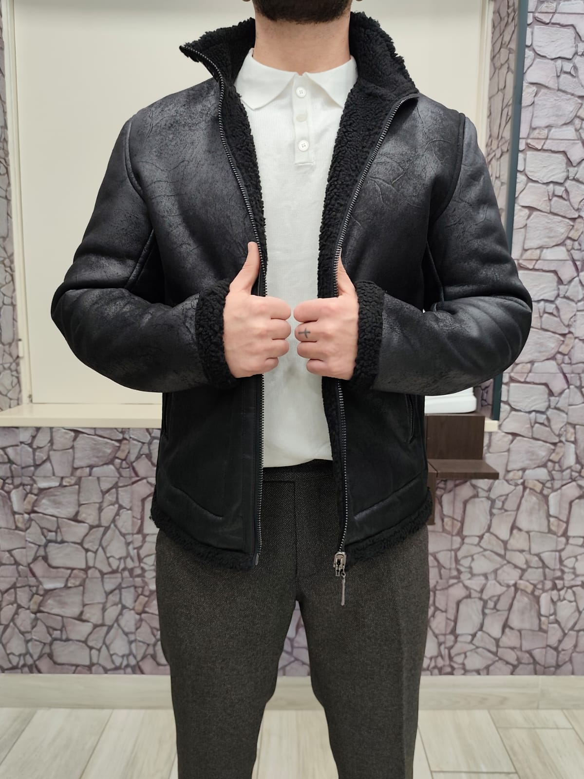 Montone uomo reversibile double-face