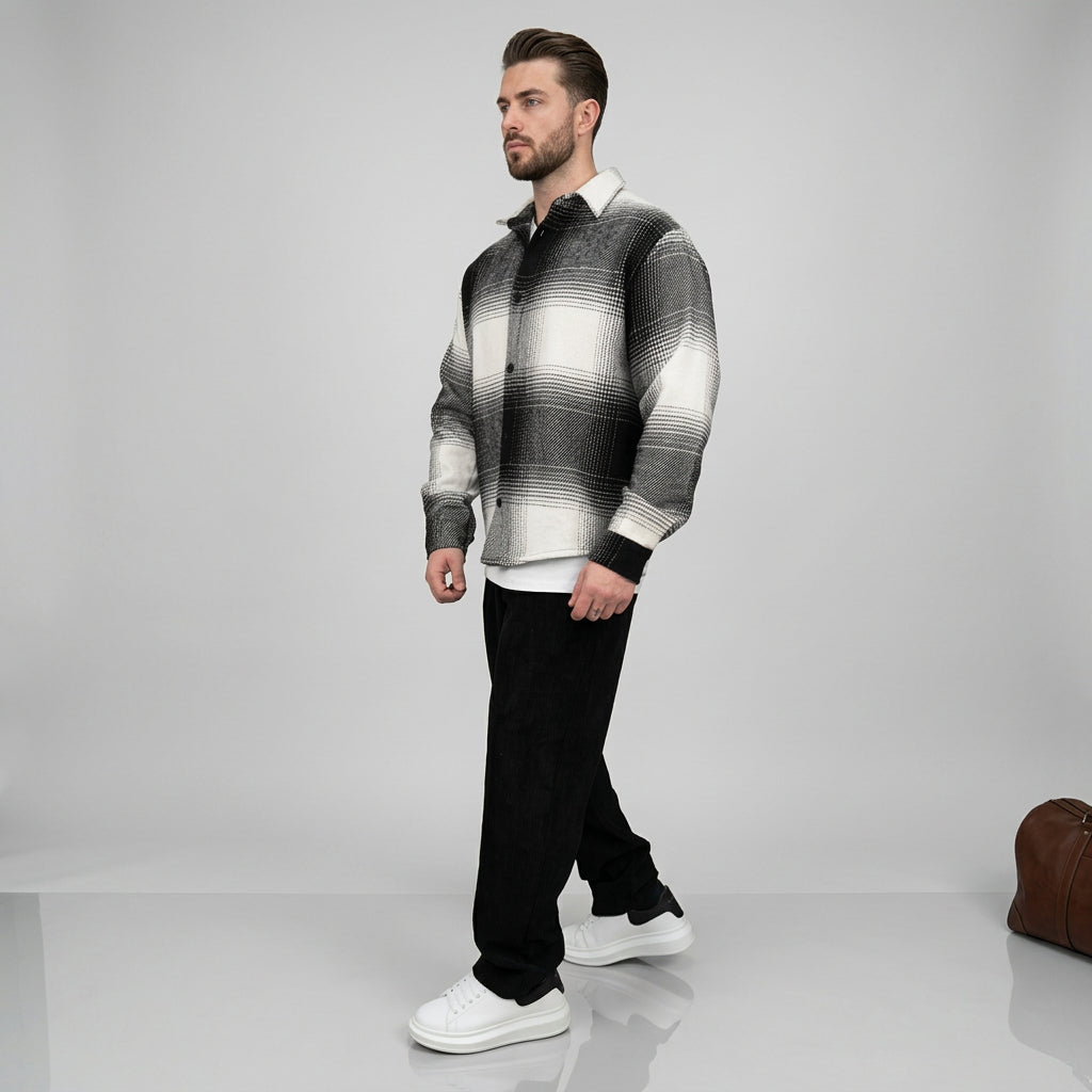 Jacket a quadroni in flanella colore black e white