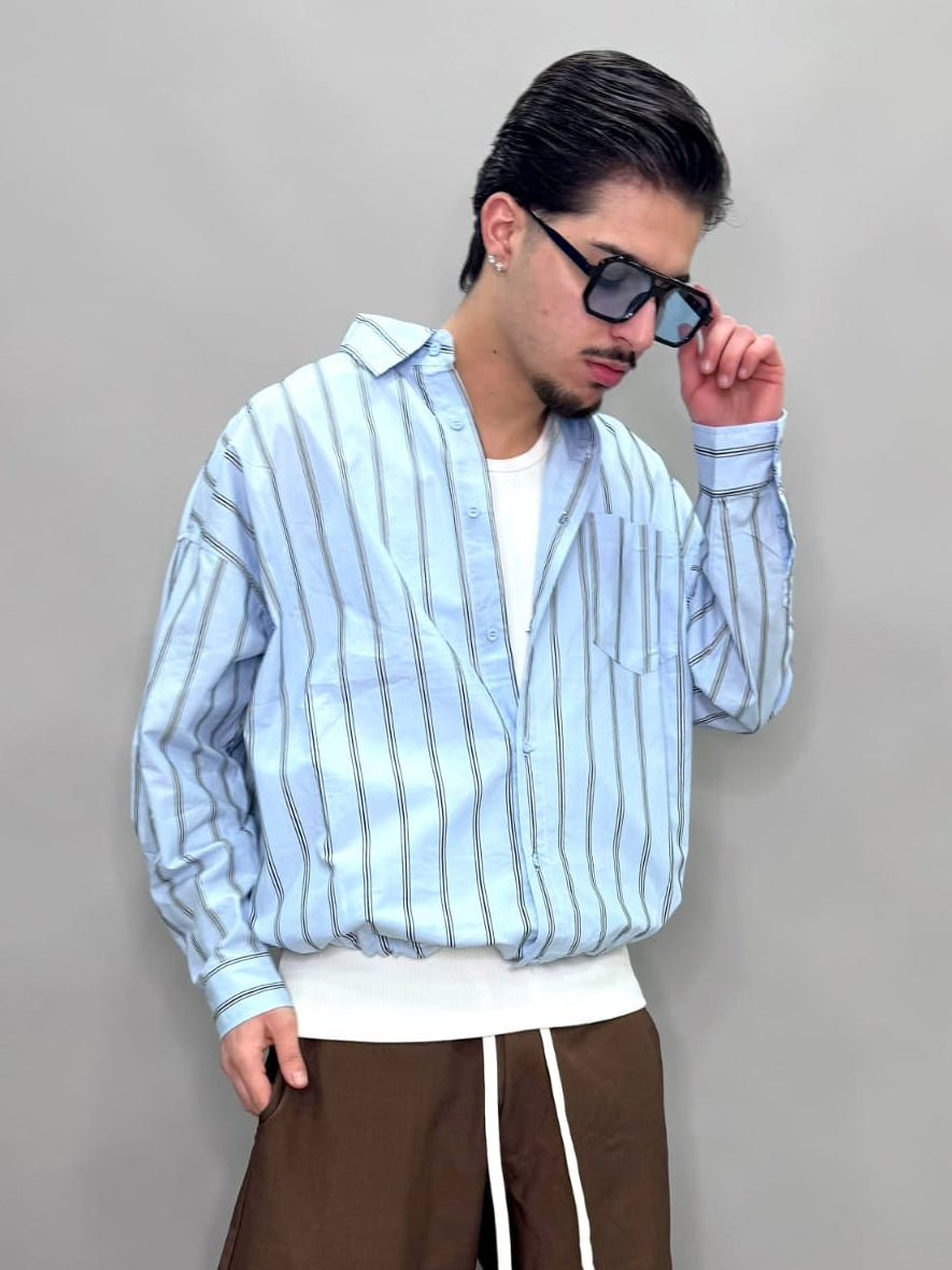 CAMICIA BALLON COLORE CIELO