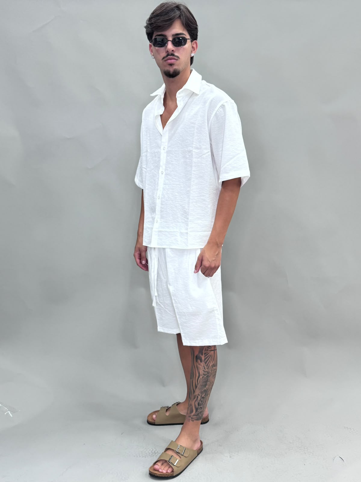 CORDEST CAMICIA E PANTALONCINO IN LINO BIANCO