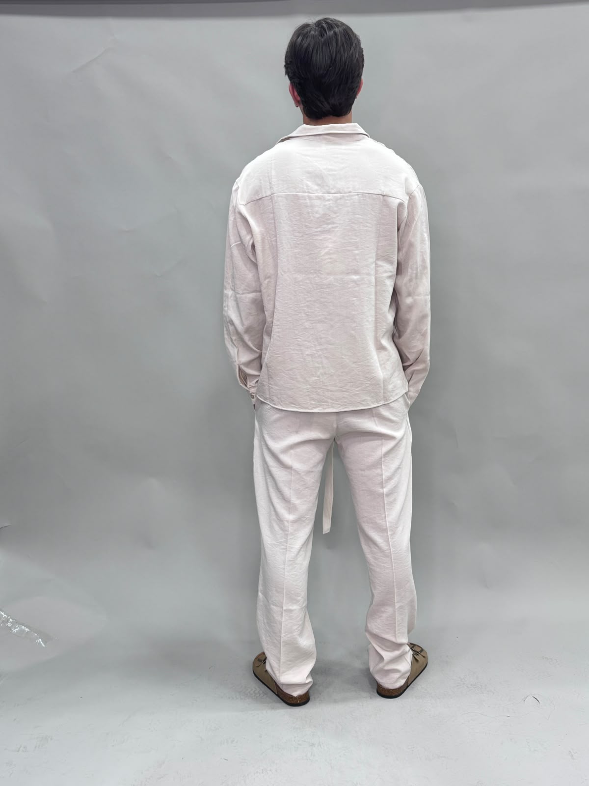 COORDINATO MANICA LUNGA  IN LINO BEIGE