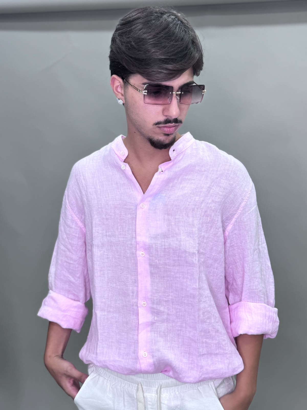 CAMICIA 100% LINO ROSA