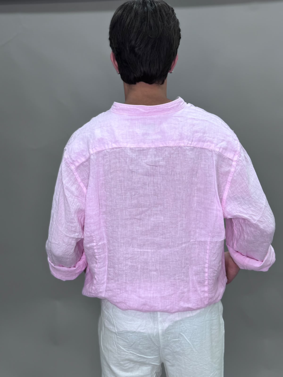 CAMICIA 100% LINO ROSA
