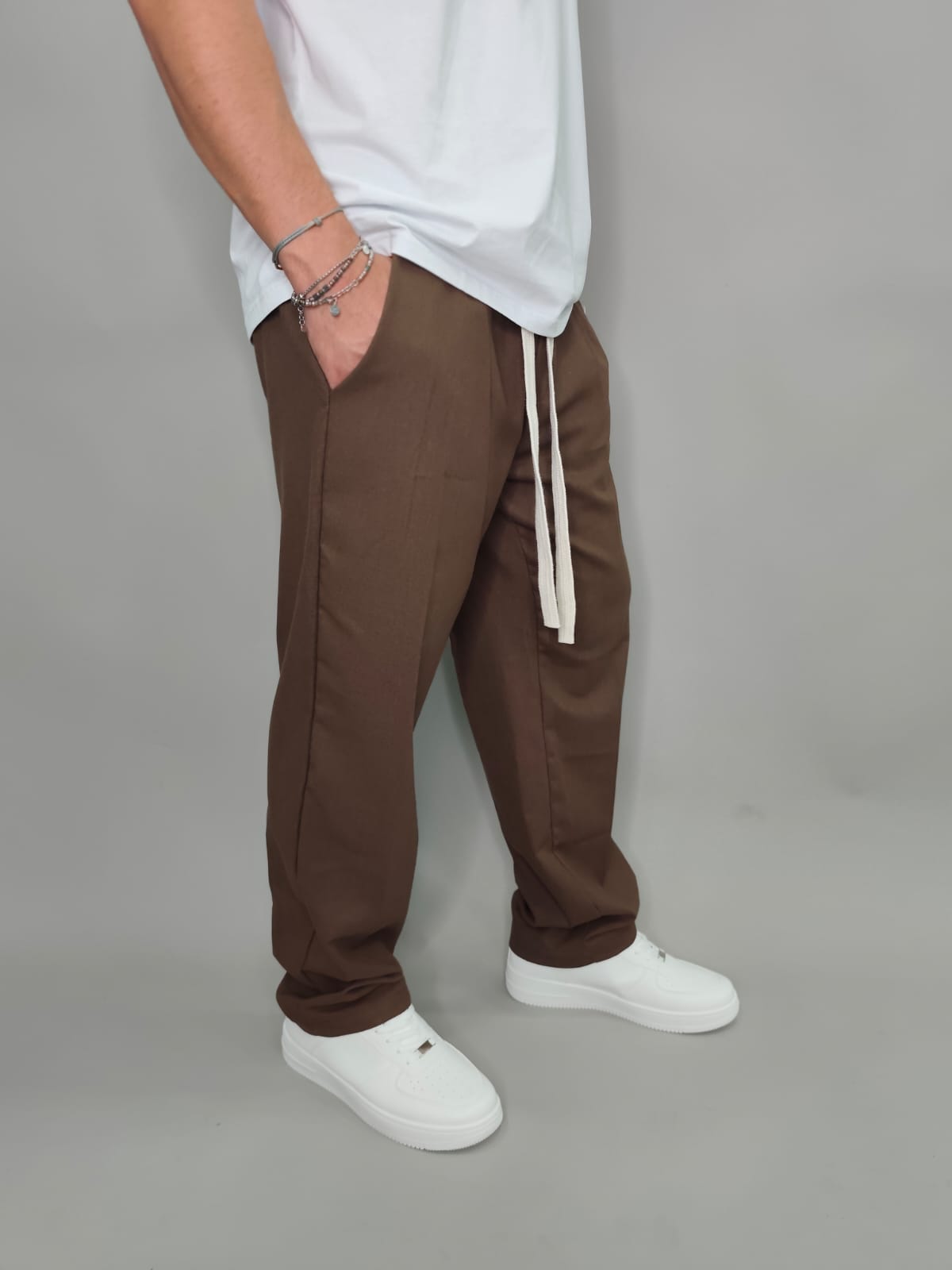 PANTALACCIO IN LINO COLORE MARRONE