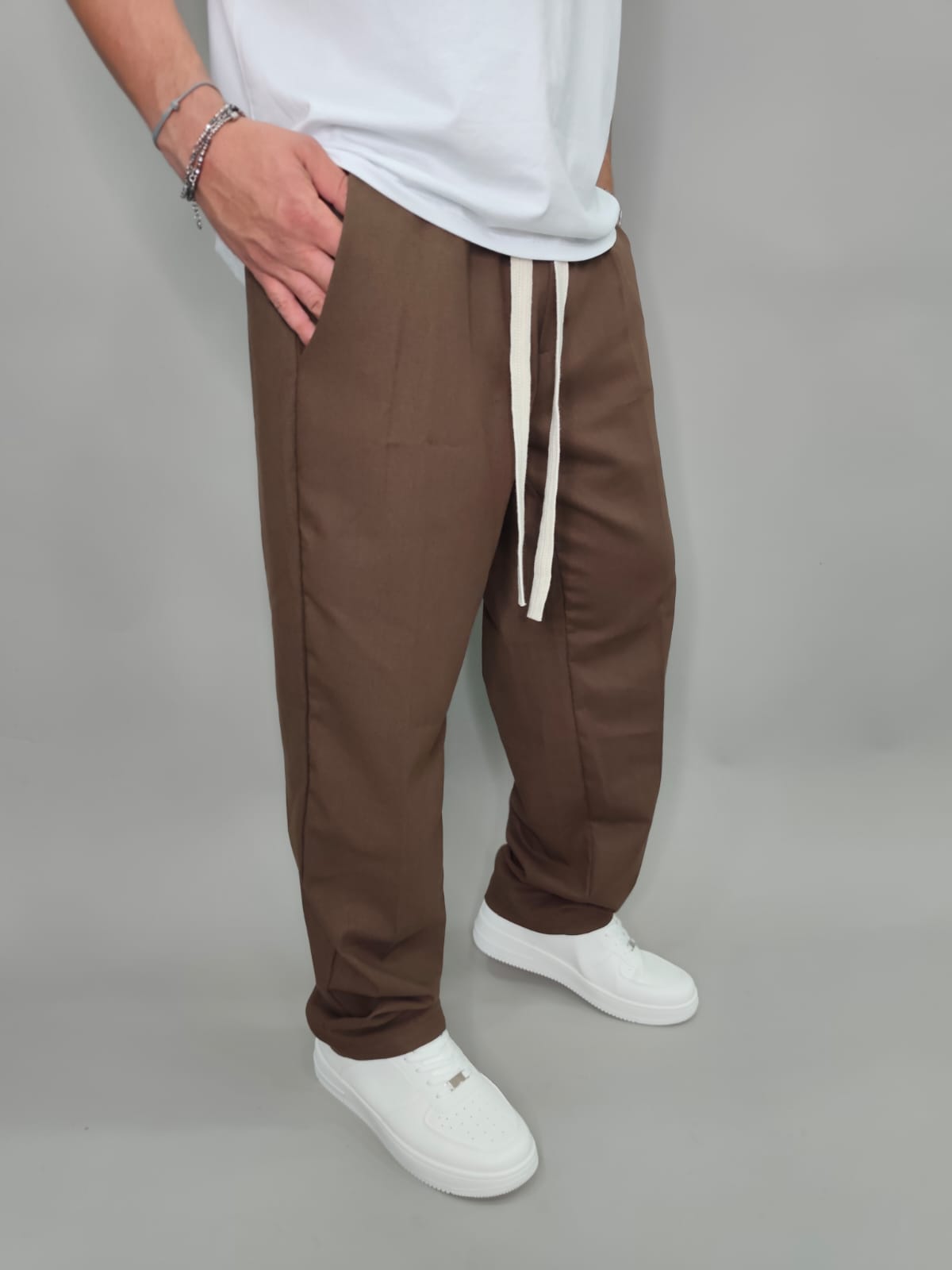 PANTALACCIO IN LINO COLORE MARRONE