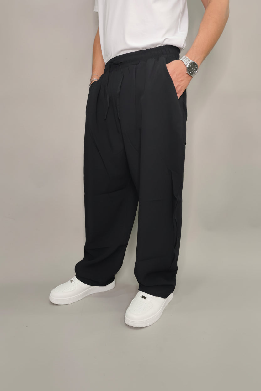 PANTA BALLON IN LINO COLORE NERO