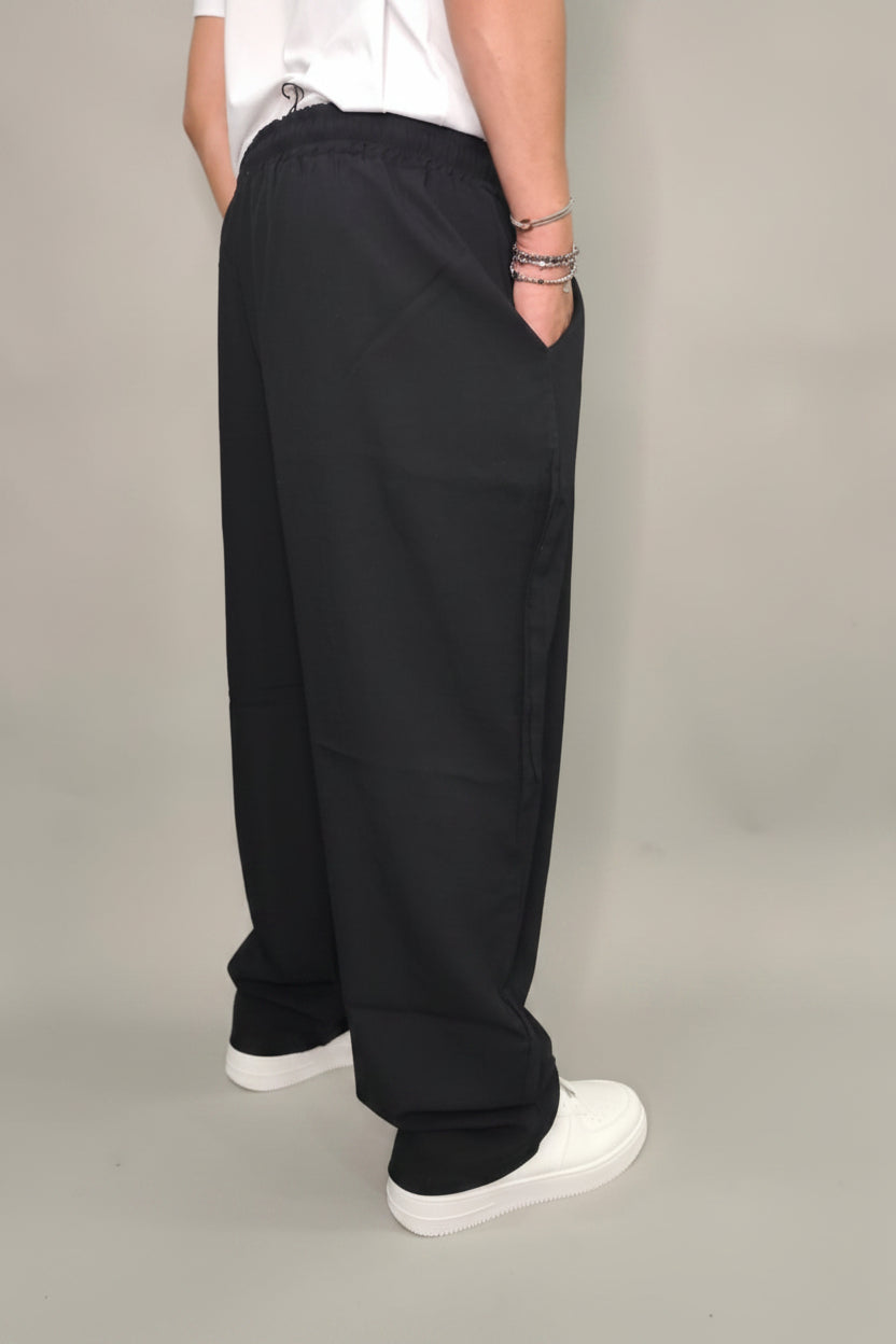 PANTA BALLON IN LINO COLORE NERO