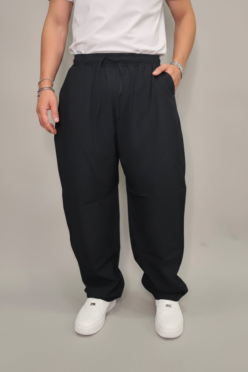 PANTA BALLON IN LINO COLORE NERO