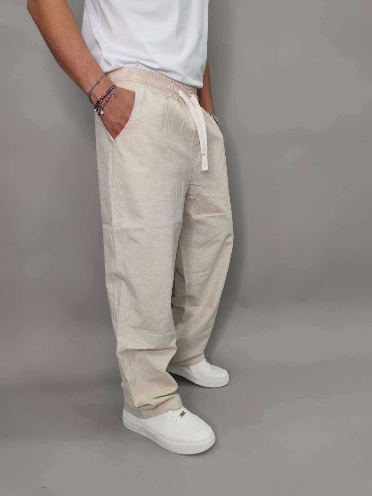 PANTALACCIO IN LINO COLORE BEIGE