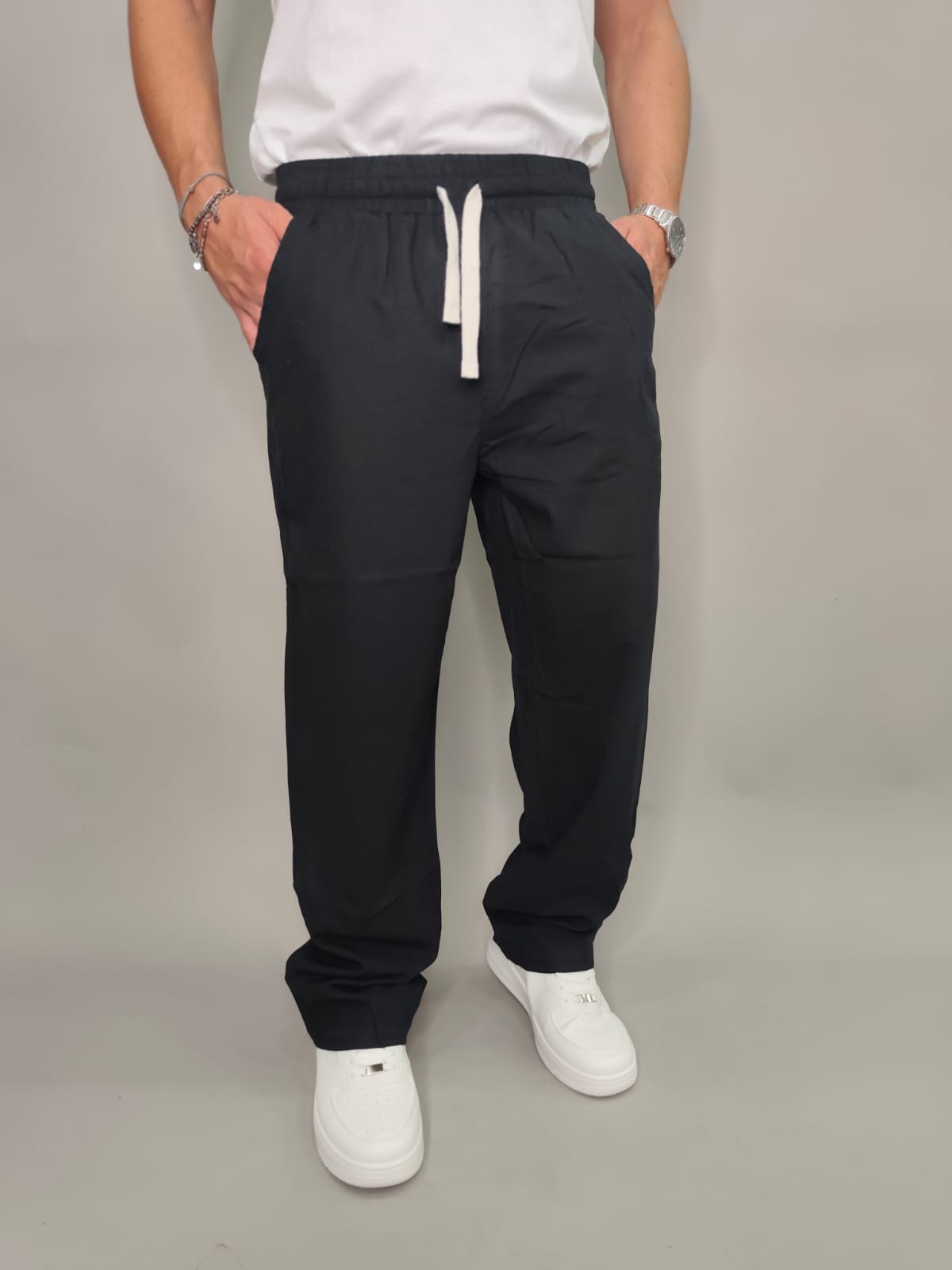 PANTALACCIO IN LINO COLORE NERO