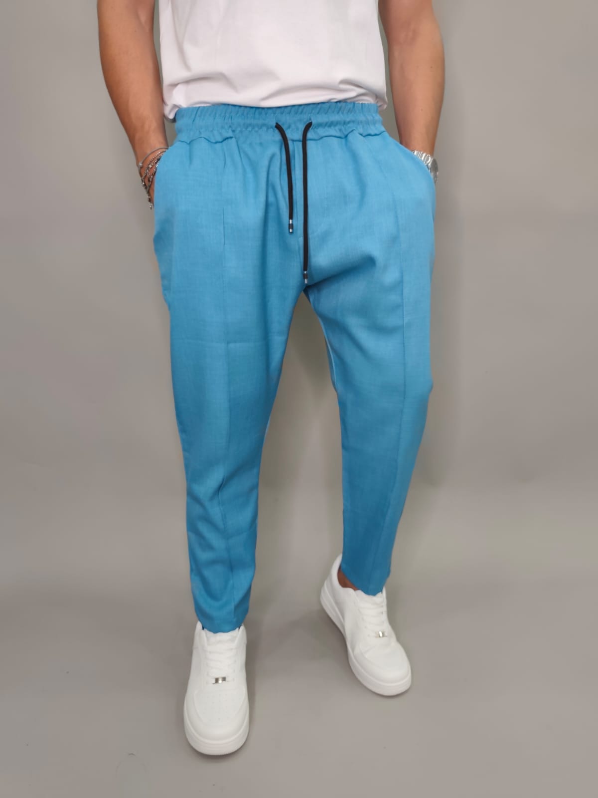 PANTALACCIO GAMBA STRETTA COLORE CERULEO
