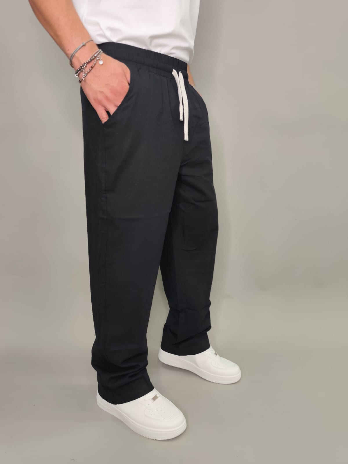 PANTALACCIO IN LINO COLORE NERO