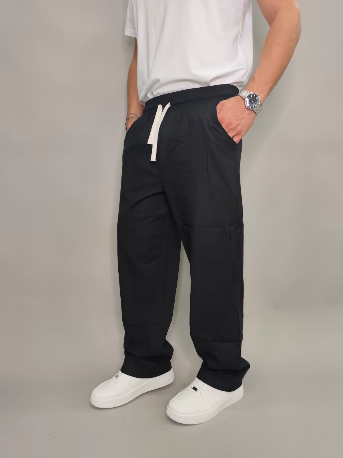 PANTALACCIO IN LINO COLORE NERO
