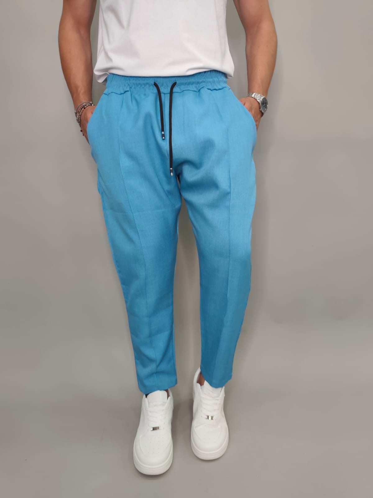 PANTALACCIO GAMBA STRETTA COLORE CERULEO
