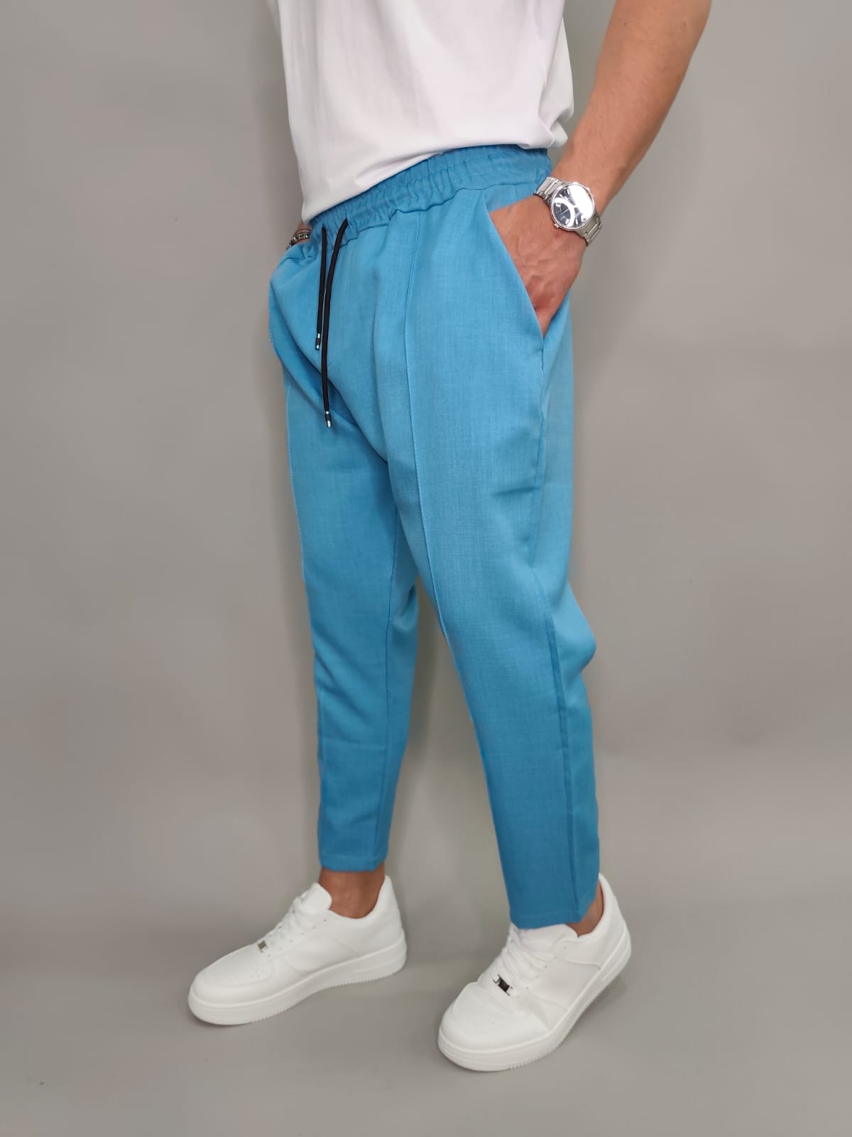 PANTALACCIO GAMBA STRETTA COLORE CERULEO