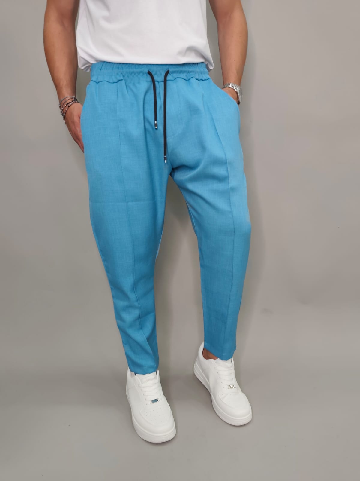 PANTALACCIO GAMBA STRETTA COLORE CERULEO