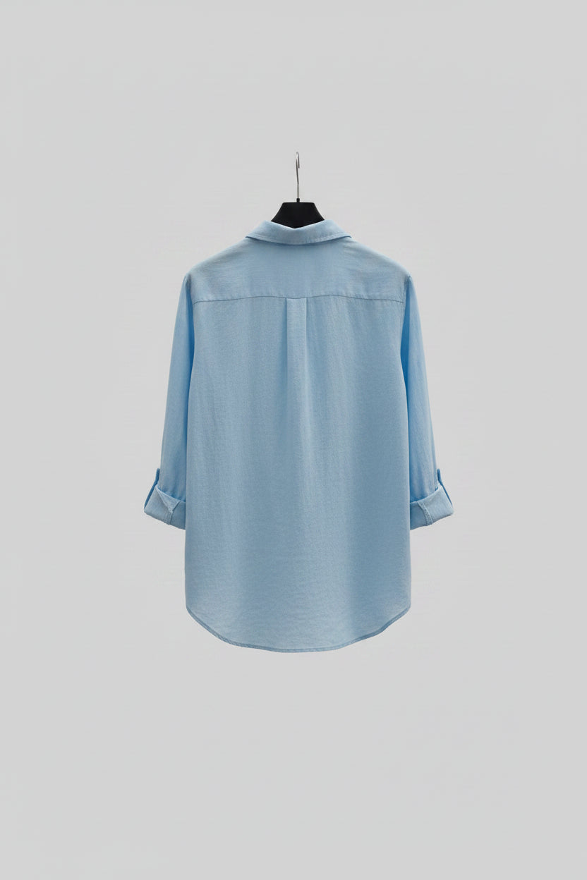 CAMICIA IN LINO COLLETTO REGOLARE COLORE AZZURRO