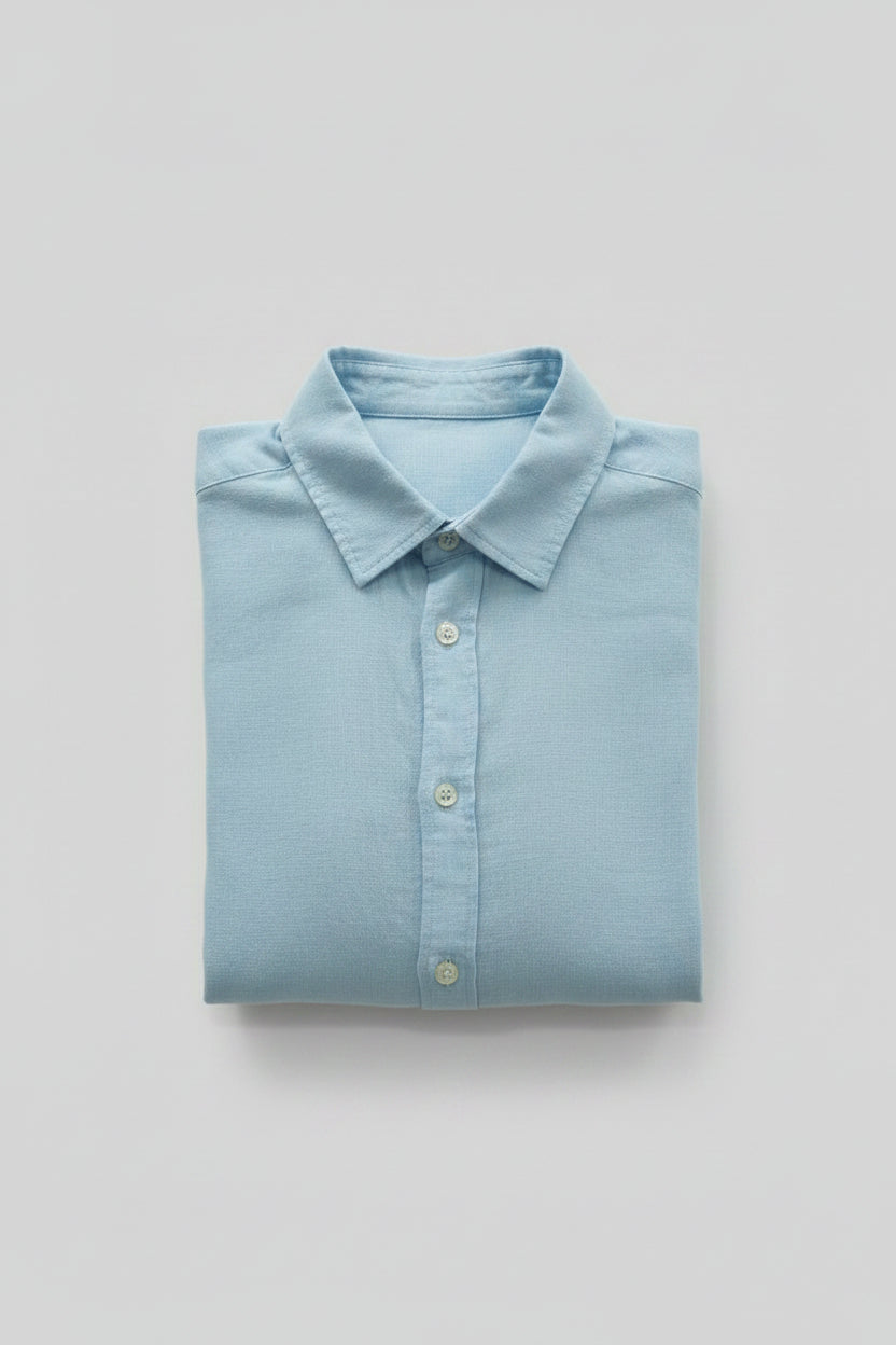 CAMICIA IN LINO COLLETTO REGOLARE COLORE AZZURRO