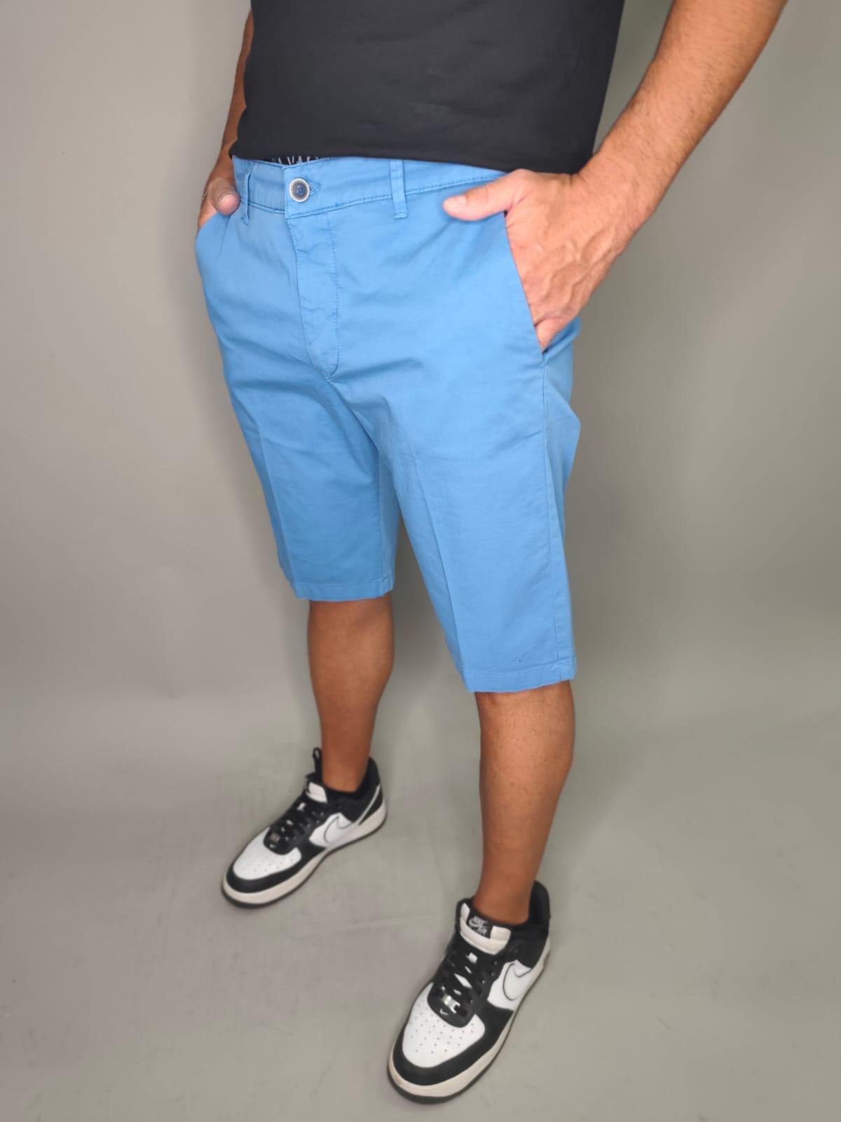 BERMUDA ALEJANDRO MODELLO STRETCH COLORE AZZURRO