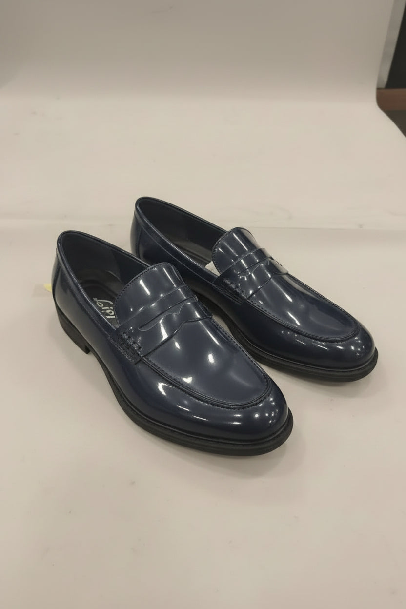 Mocassino blu lucido basic