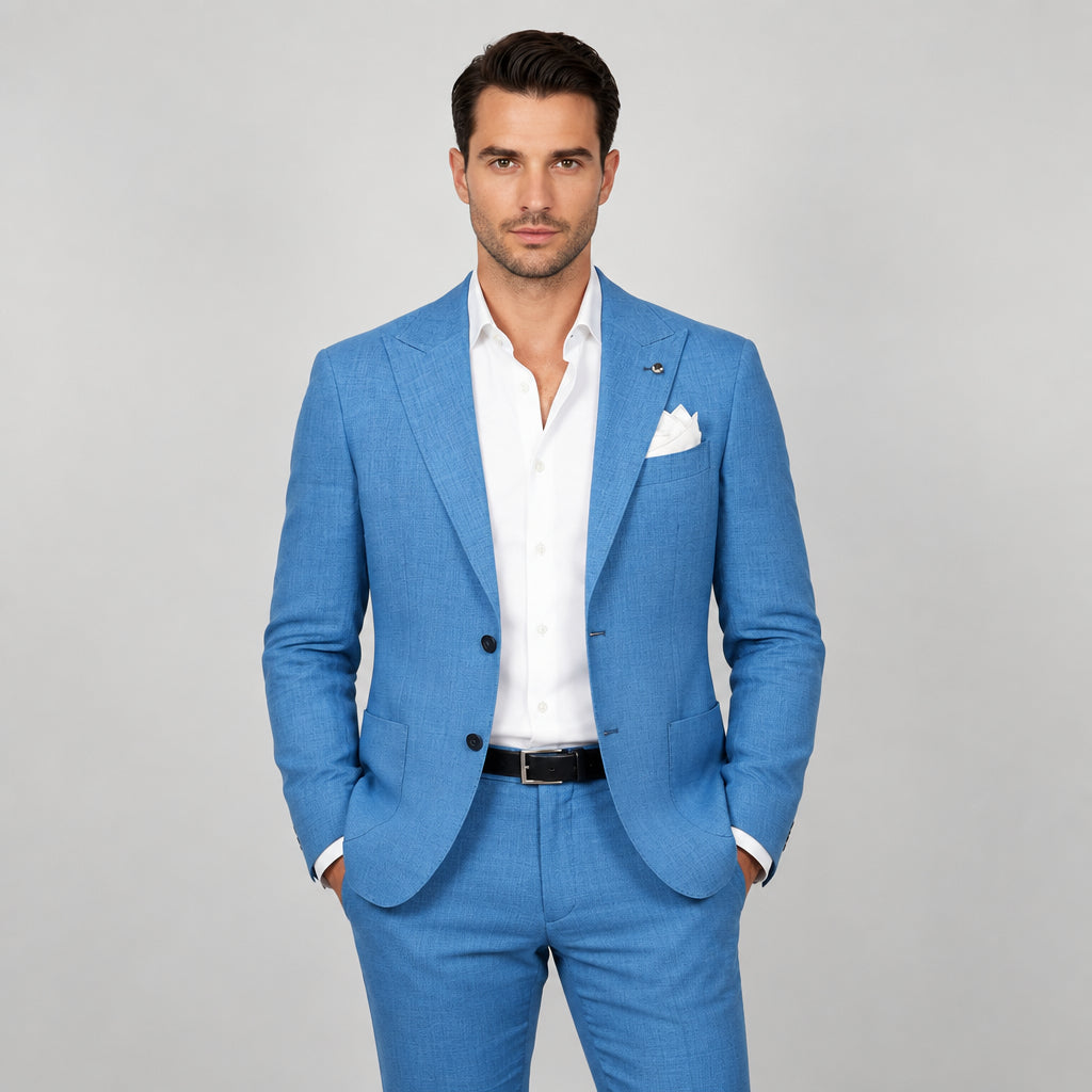 Giacca uomo sartoriale monopetto azzurra