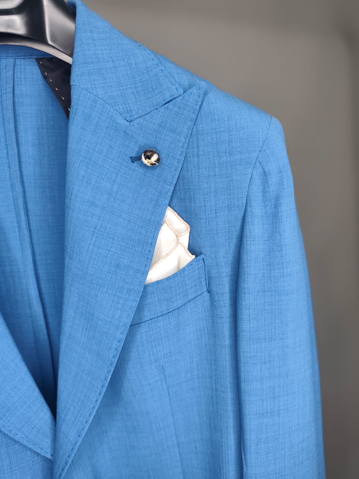 Giacca uomo sartoriale monopetto azzurra