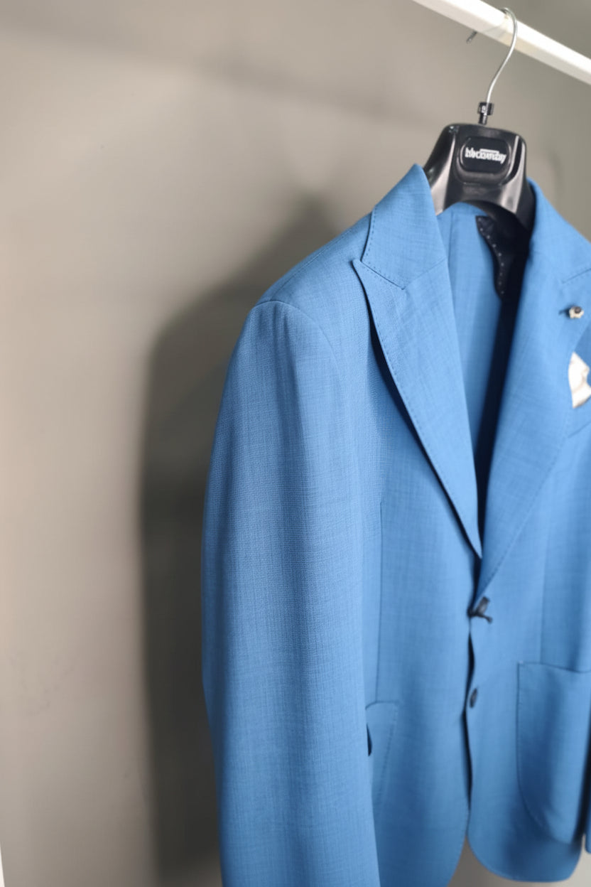 Giacca uomo sartoriale monopetto azzurra