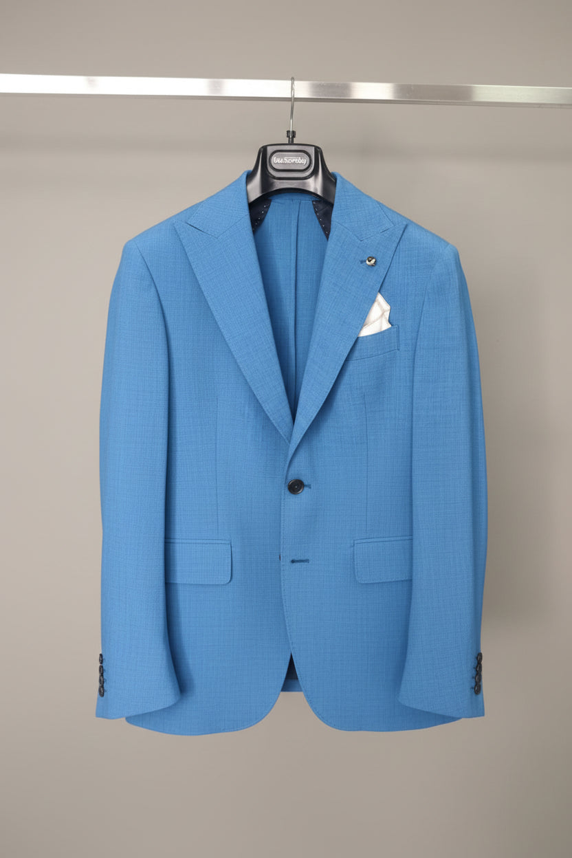 Giacca uomo sartoriale monopetto azzurra