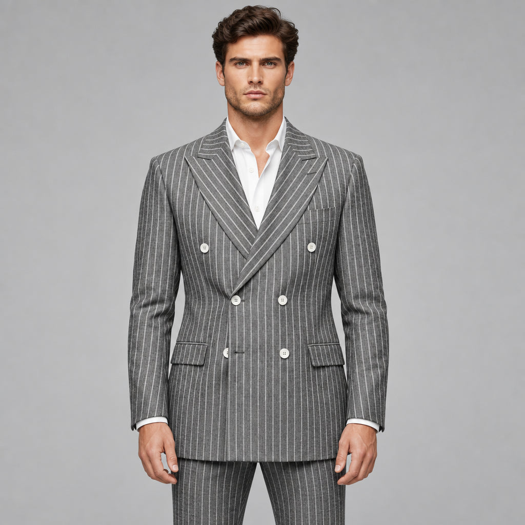 Giacca gessata colore grigio