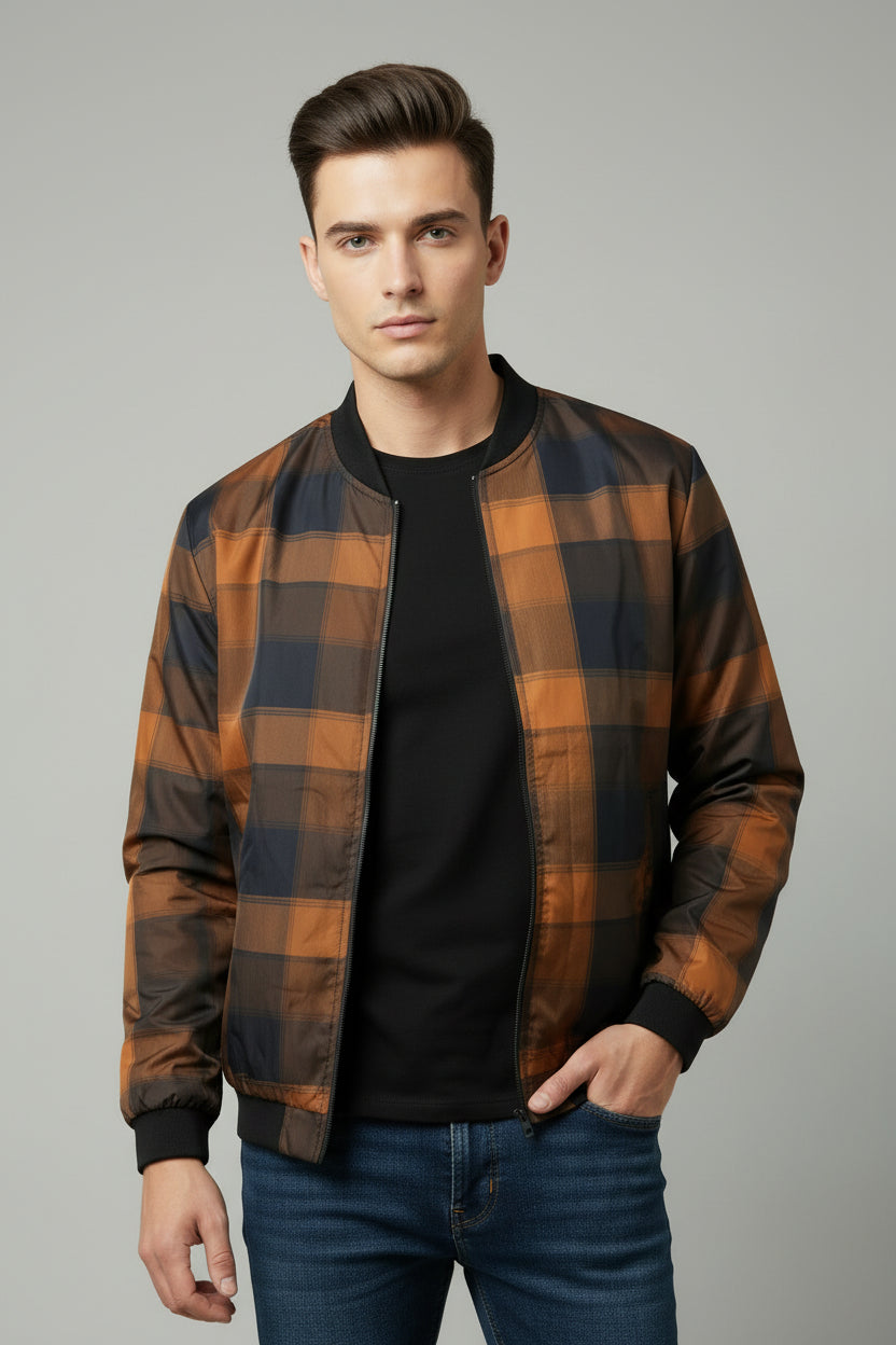 Jacket antivento fantasia a quadri