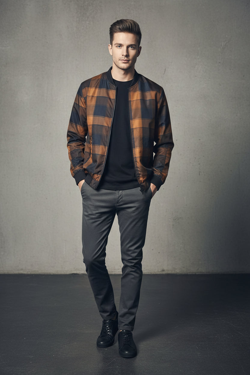 Jacket antivento fantasia a quadri