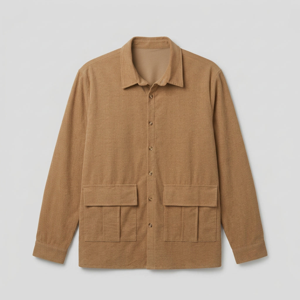 Camicia in vellutino colore tabacco