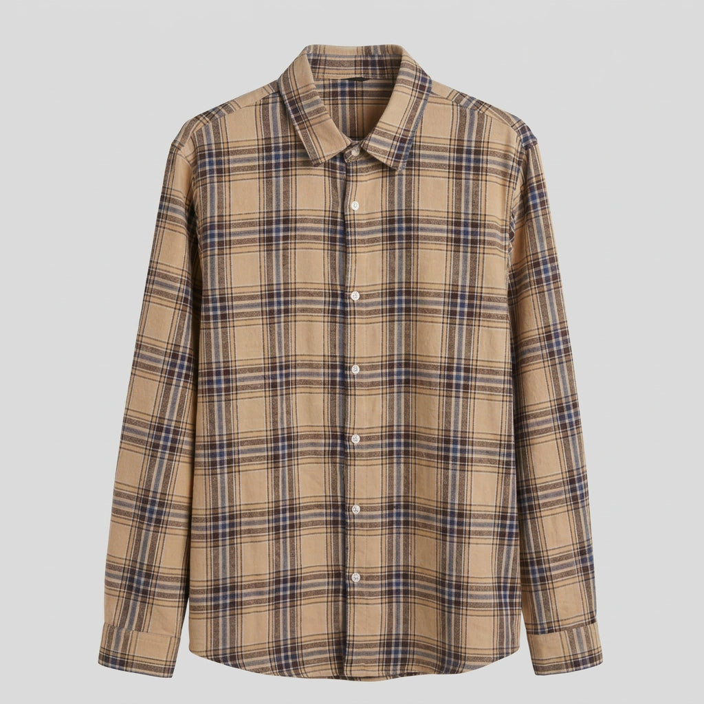 Camicia caldo cotone fantasia quadretti colore tabacco