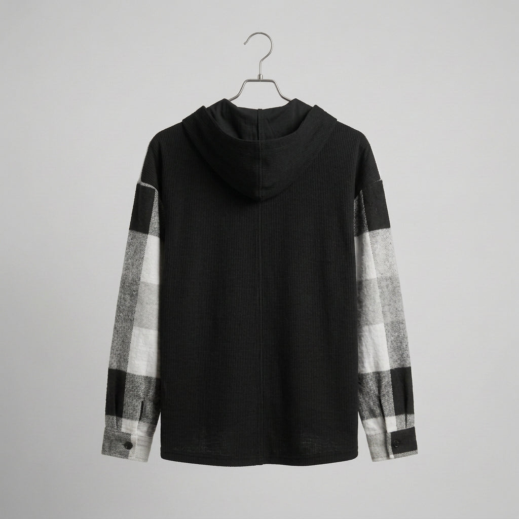Jacket in flanella con cappuccio bianca e nera