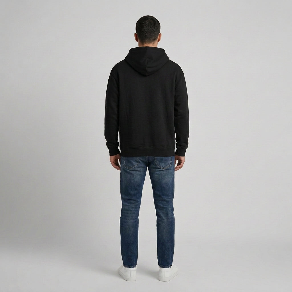 Felpa uomo basic con zip e cappuccio colore nero