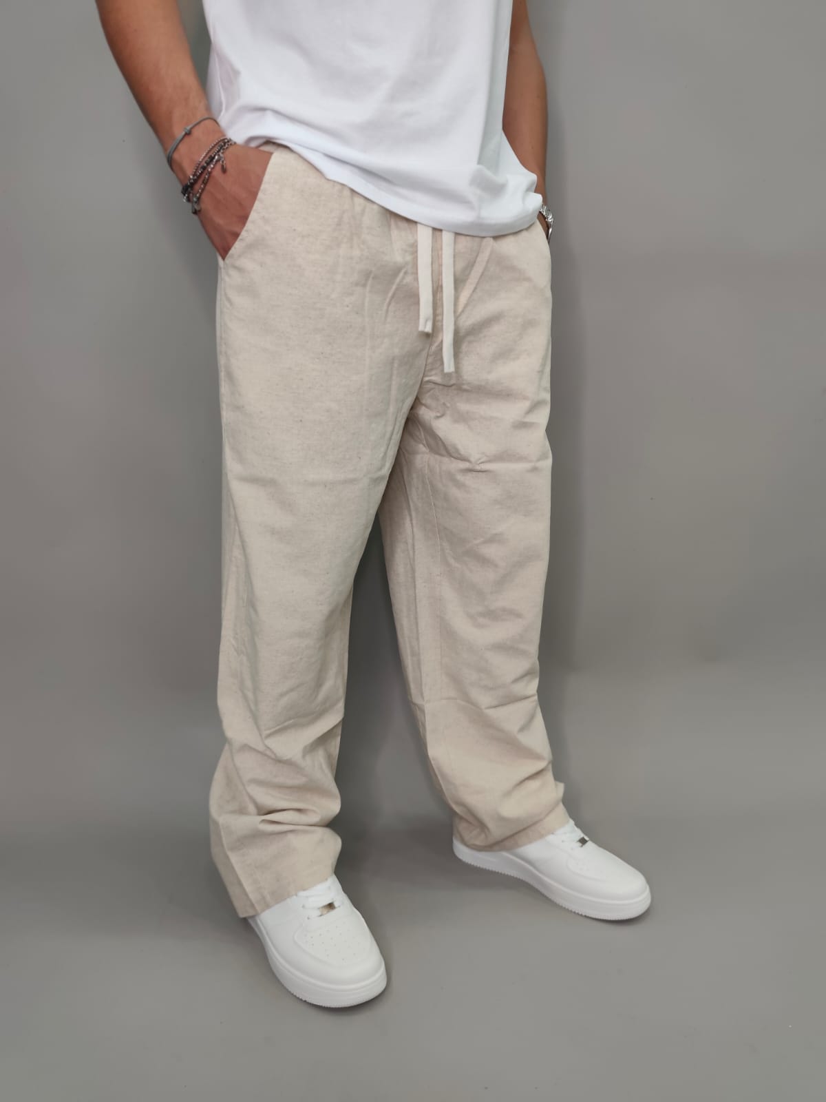 PANTALACCIO IN LINO COLORE BEIGE