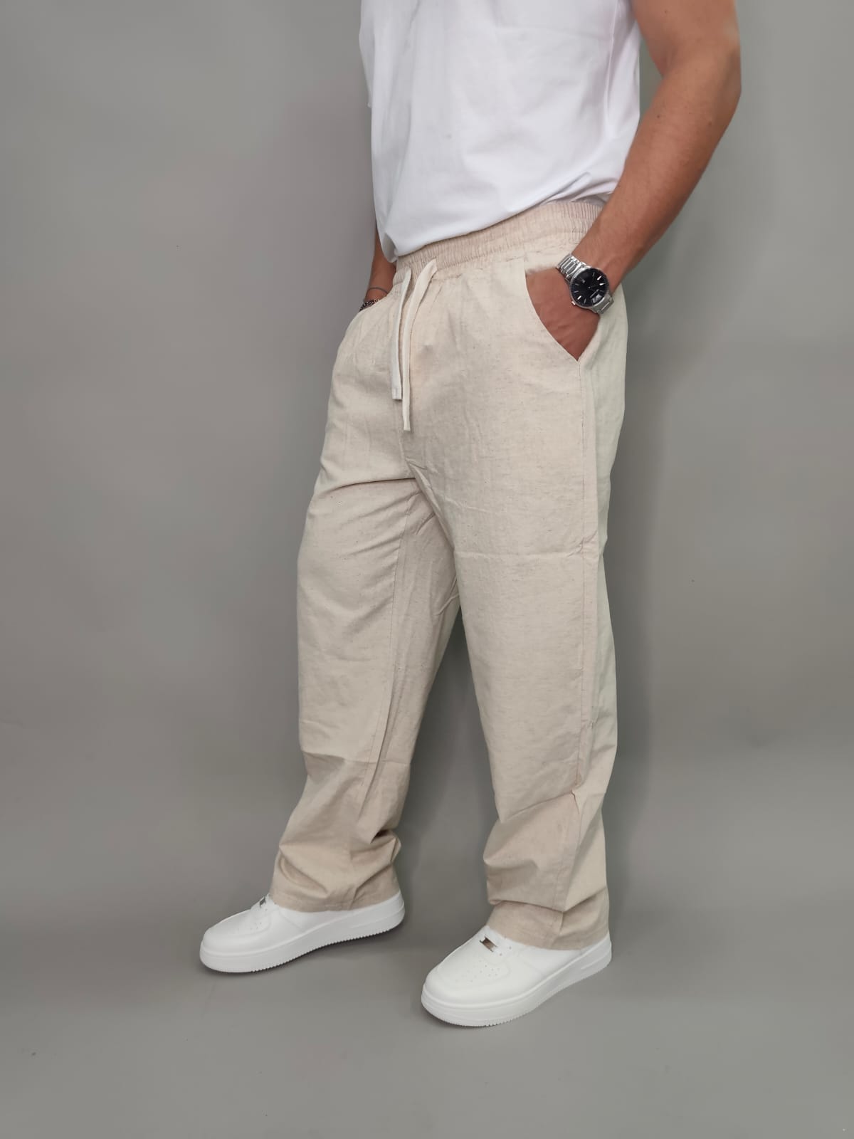 PANTALACCIO IN LINO COLORE BEIGE